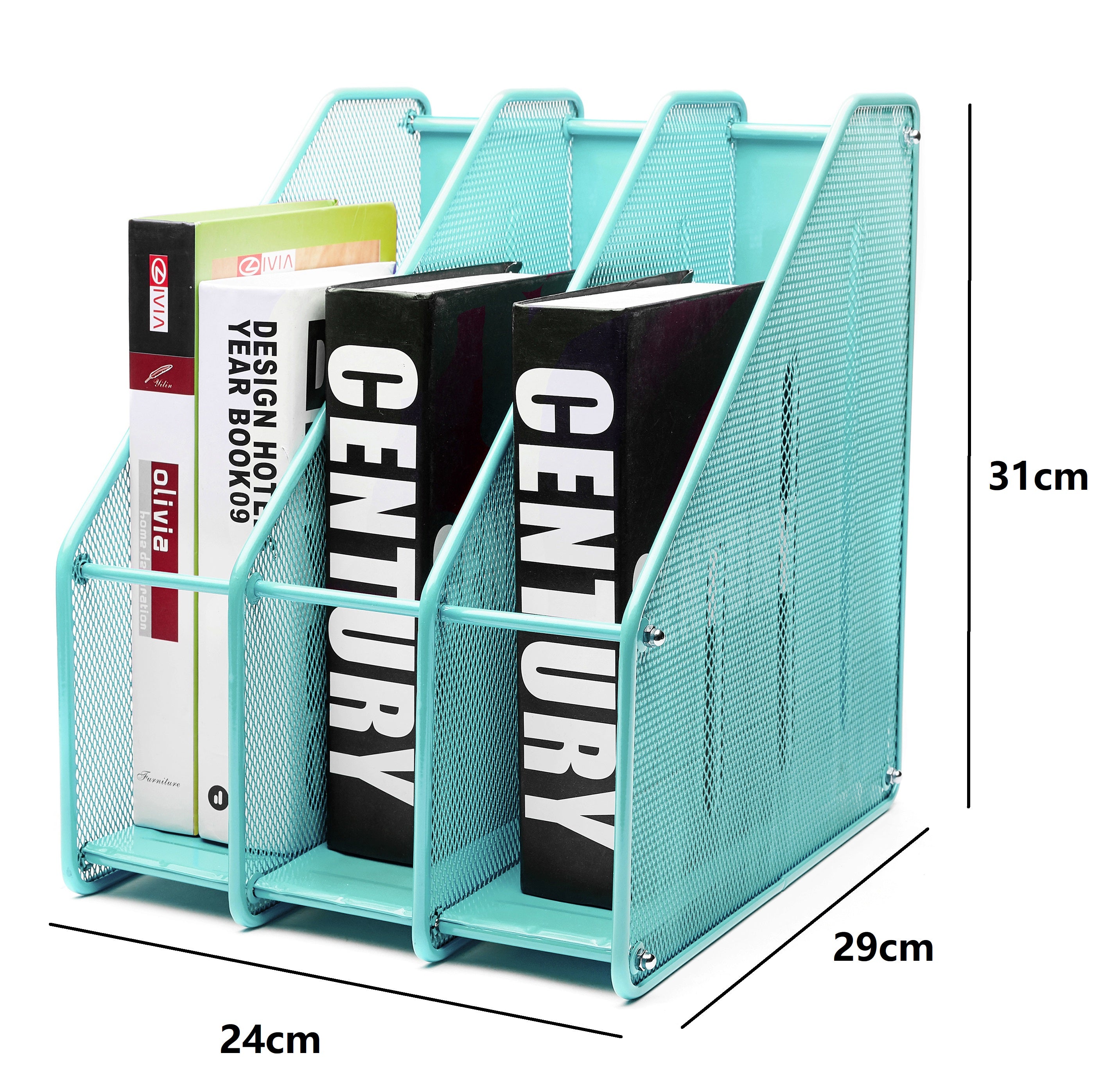 Exerz Magazine Holder Triple Rack, Mesh Metal - 3 Compartments Vertical