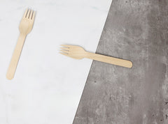 EXZACT Wooden Forks 150pcs - Disposable Party Forks x 150, Camping, Travel and BBQ