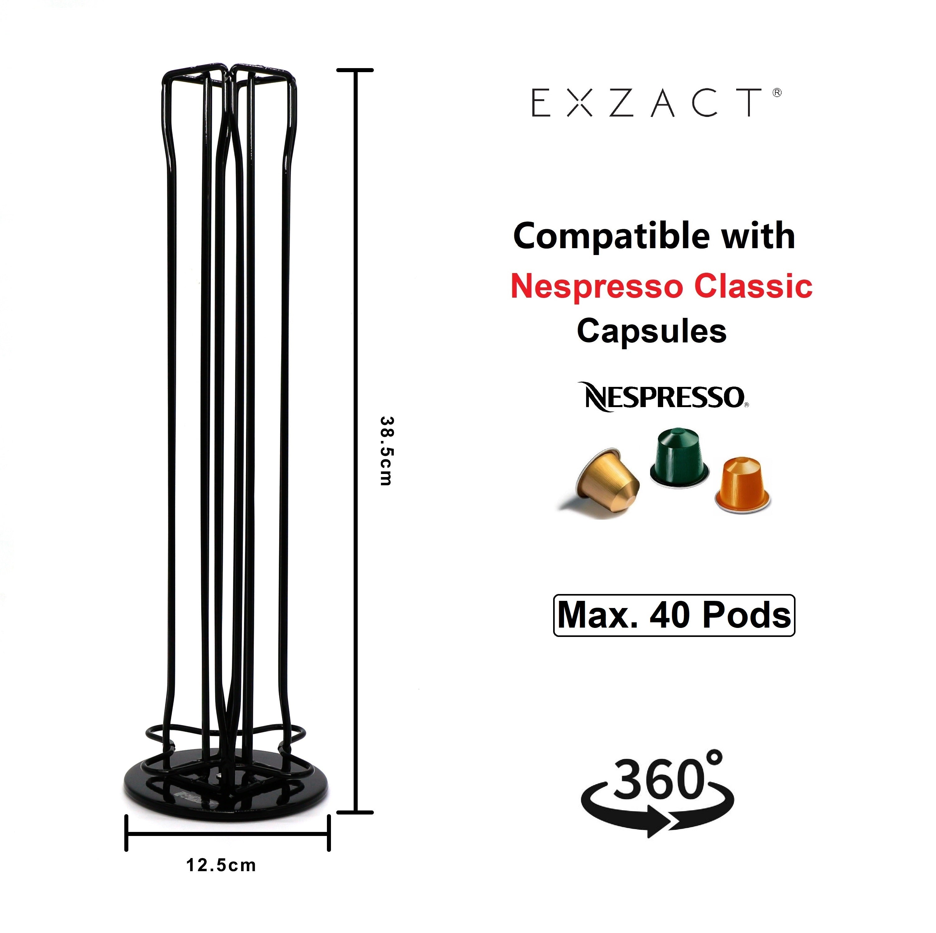 EXZACT Coffee Capsule Holder Compatible with Nespresso Classic(Black)