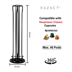 EXZACT Coffee Capsule Holder Compatible with Nespresso Classic(Black)