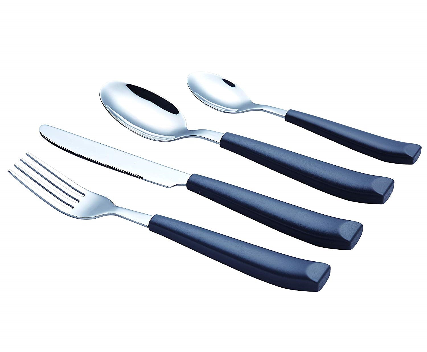 EXZACT Cutlery Set 16PCS - Stainless Steel with Plastic Wide Handles