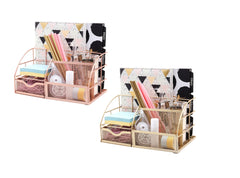 EXERZ Mesh Desk Organiser – 7 Compartments, Multifunctional Metallic Holder