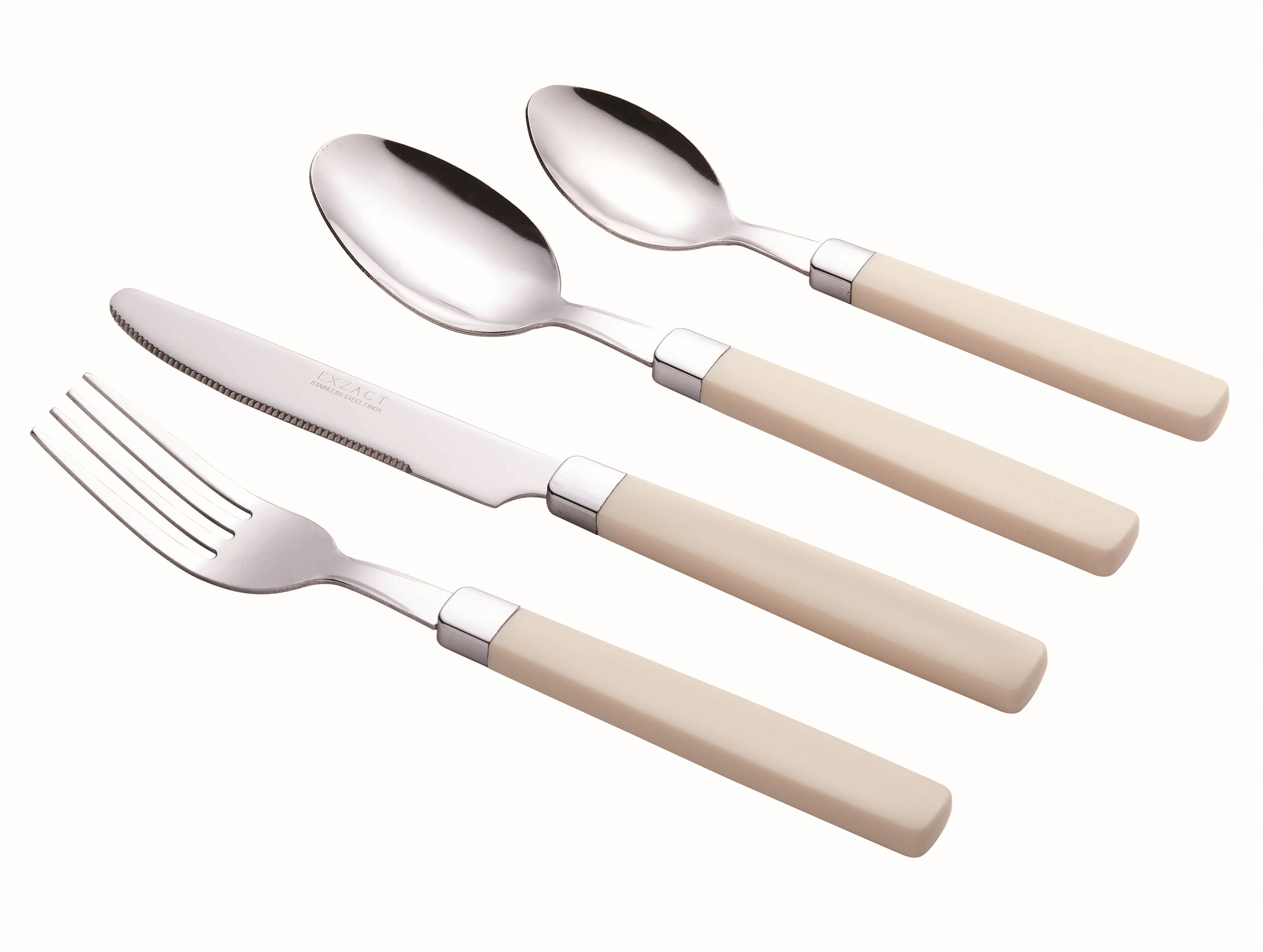 EXZACT Cutlery Set 16pcs Stainless Steel - Coloured Handles - WF23