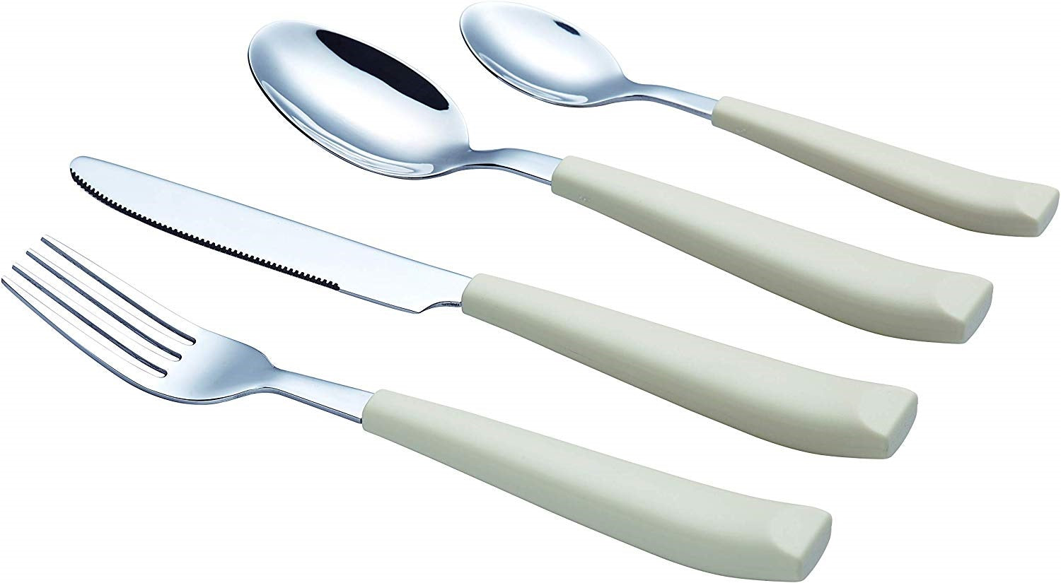 EXZACT Cutlery Set 16PCS - Stainless Steel with Plastic Wide Handles