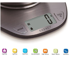 Exzact Digital Kitchen Scale with a Mixing Bowl Stainless Steel