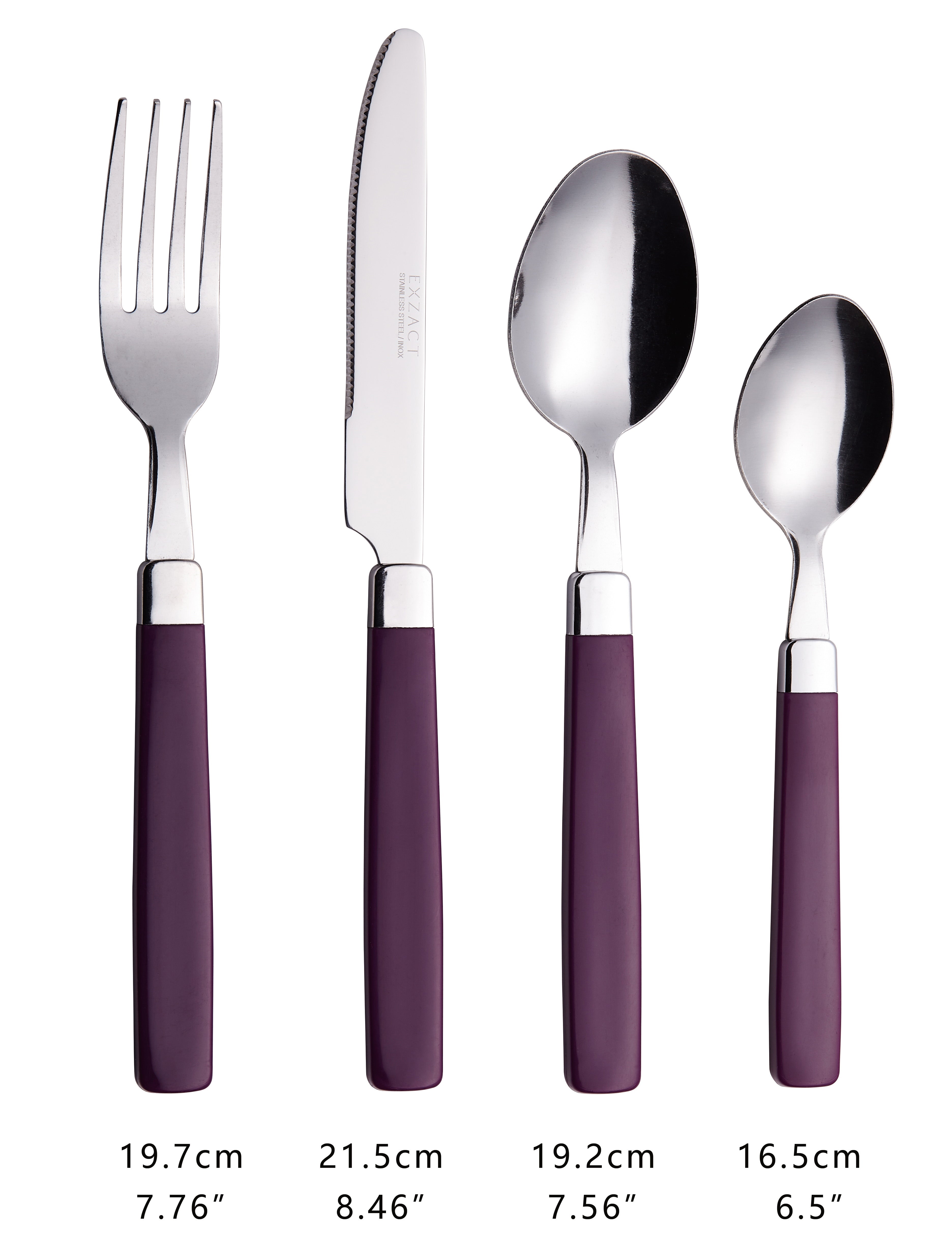 EXZACT Cutlery Set 16pcs Stainless Steel - Coloured Handles - WF23