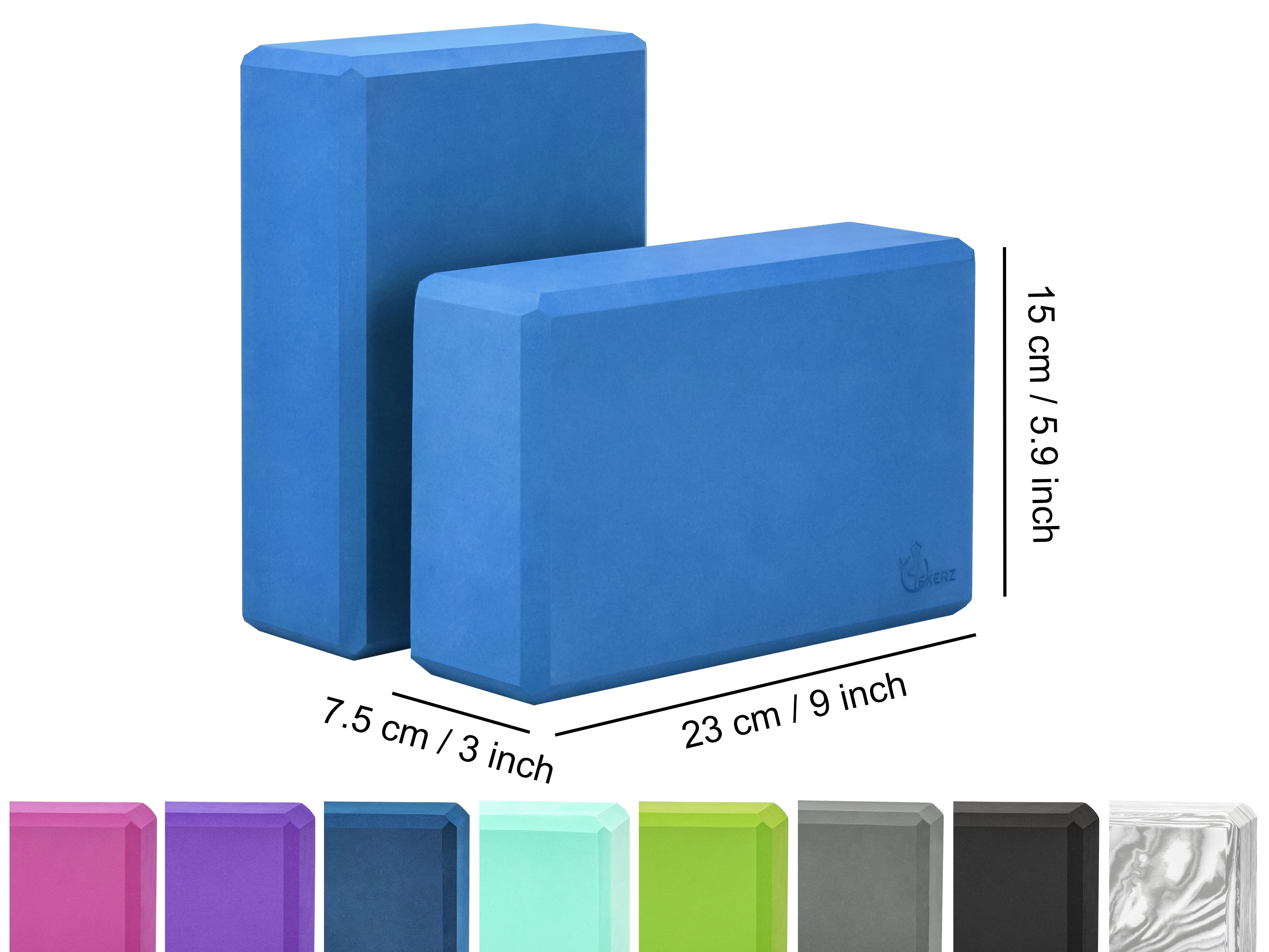EXERZ Yoga Blocks – 2pcs, Anti-Slip, High Density, Travel-Friendly Pilates Bricks