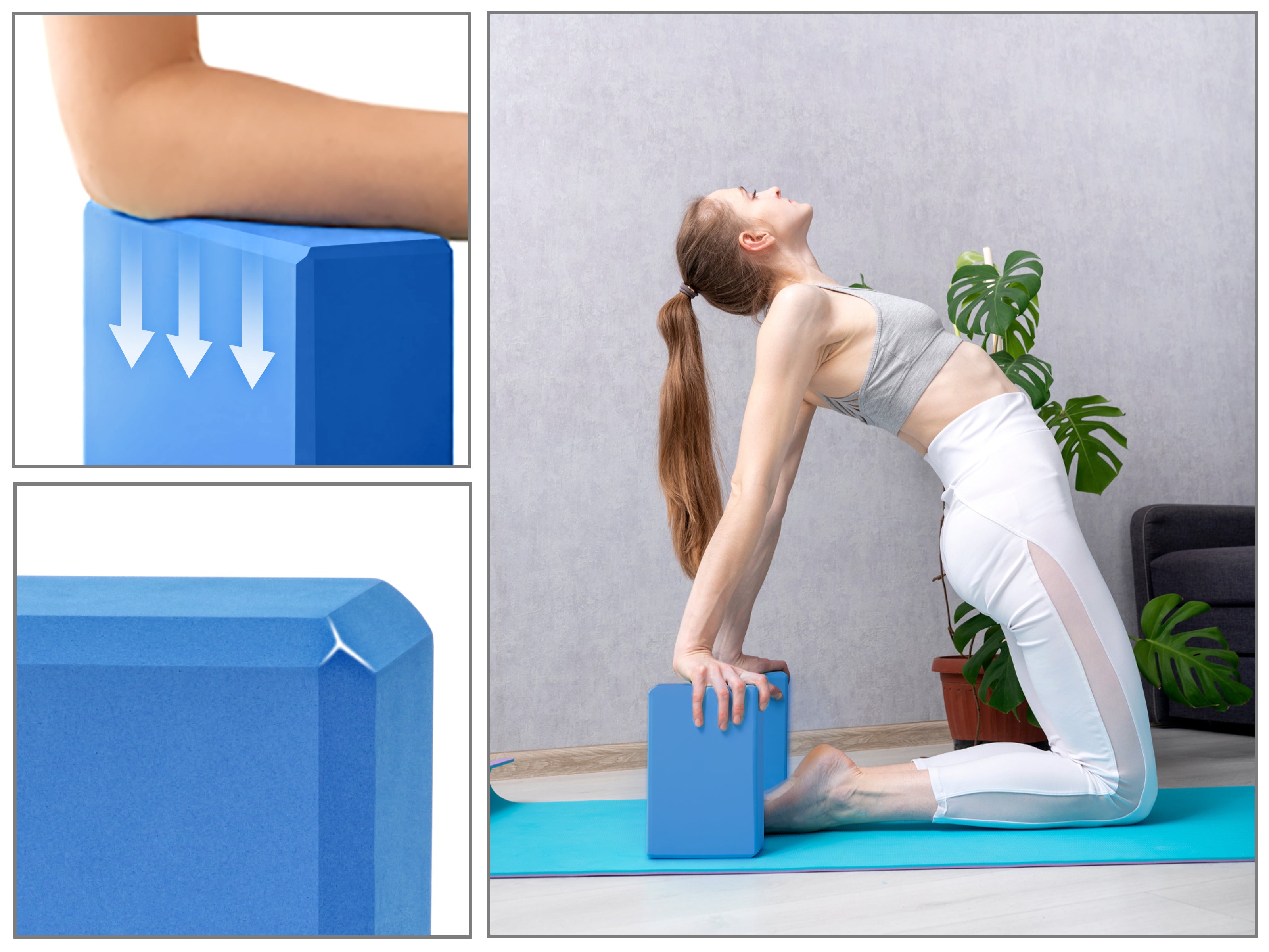 EXERZ Yoga Blocks – 2pcs, Anti-Slip, High Density, Travel-Friendly Pilates Bricks