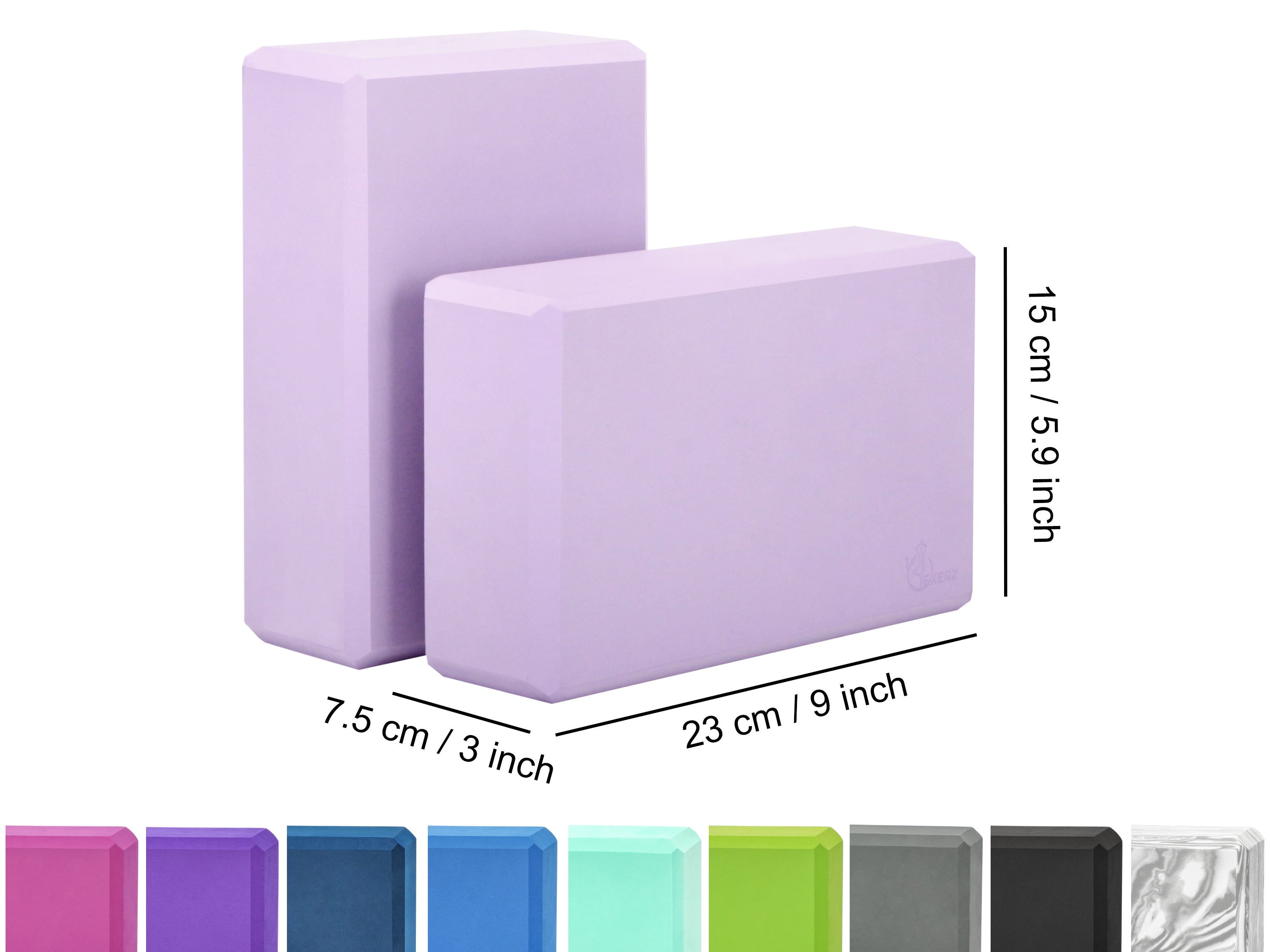 EXERZ Yoga Blocks – 2pcs, Anti-Slip, High Density, Travel-Friendly Pilates Bricks (Lavender)