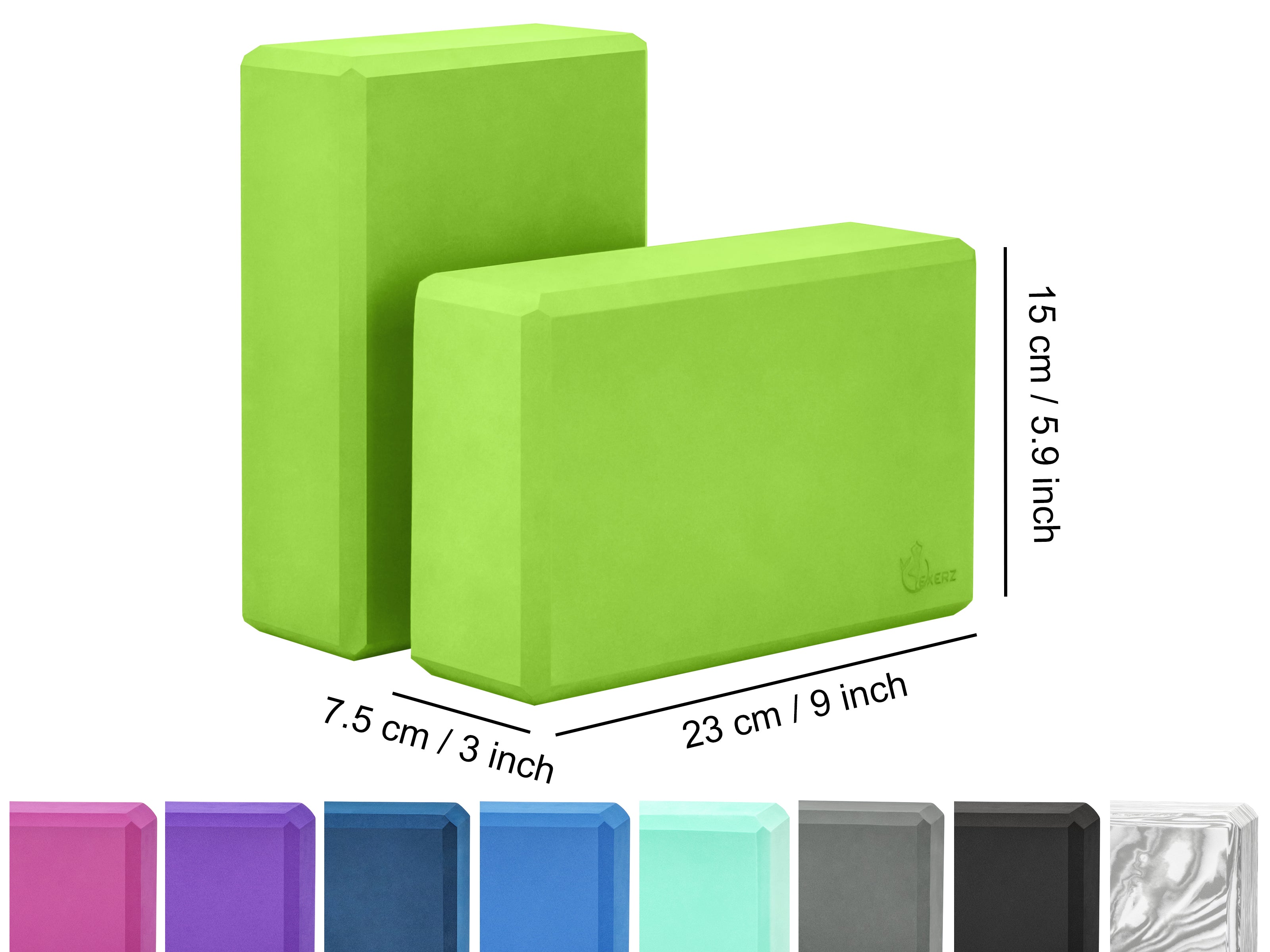 EXERZ Yoga Blocks – 2pcs, Anti-Slip, High Density, Travel-Friendly Pilates Bricks
