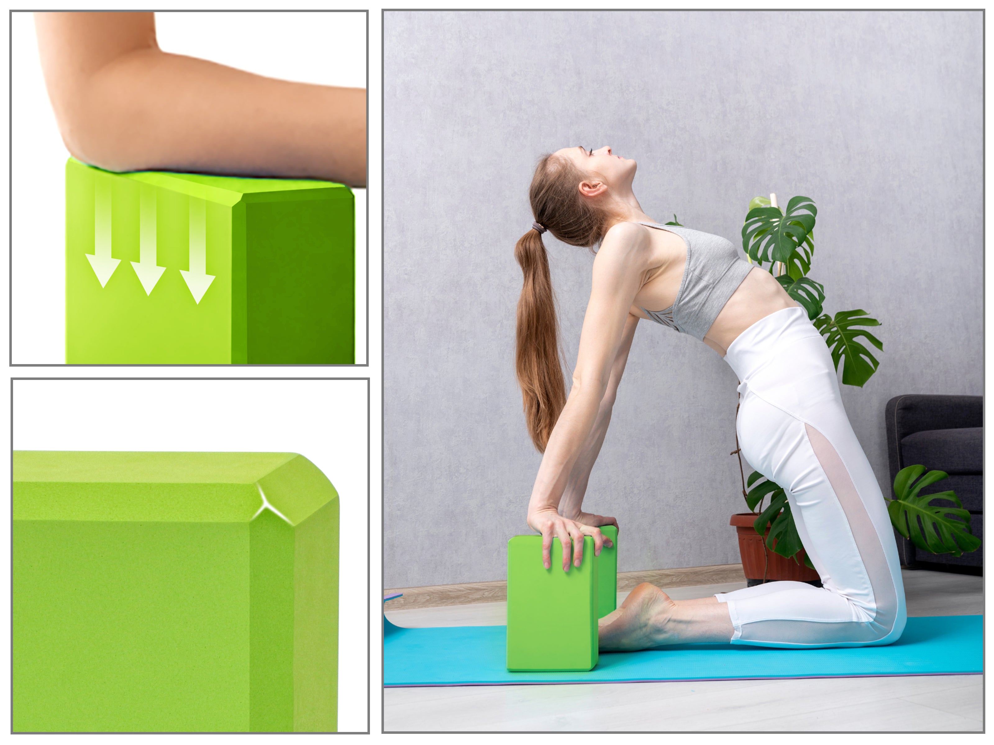 EXERZ Yoga Blocks – 2pcs, Anti-Slip, High Density, Travel-Friendly Pilates Bricks