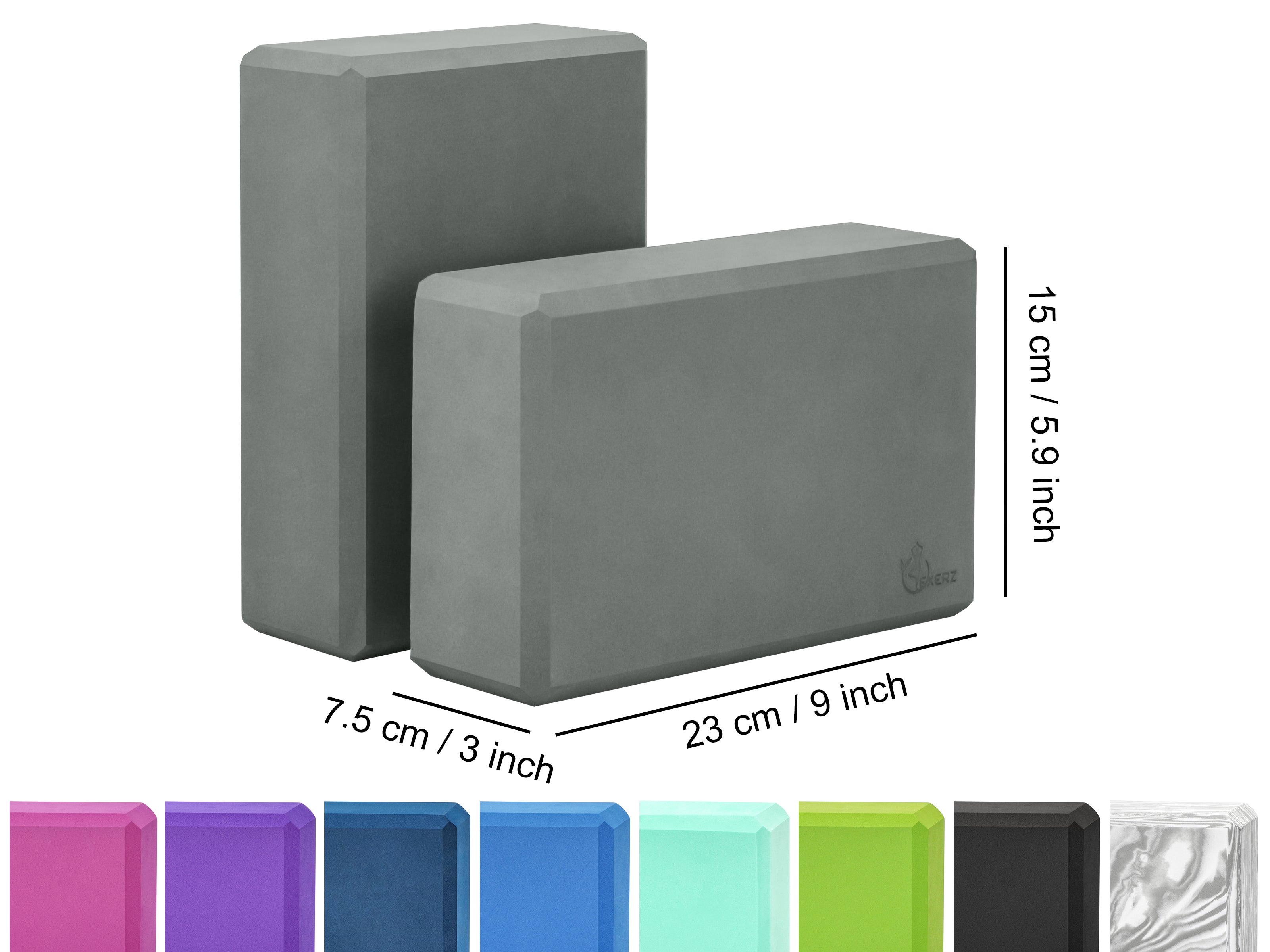 EXERZ Yoga Blocks – 2pcs, Anti-Slip, High Density, Travel-Friendly Pilates Bricks