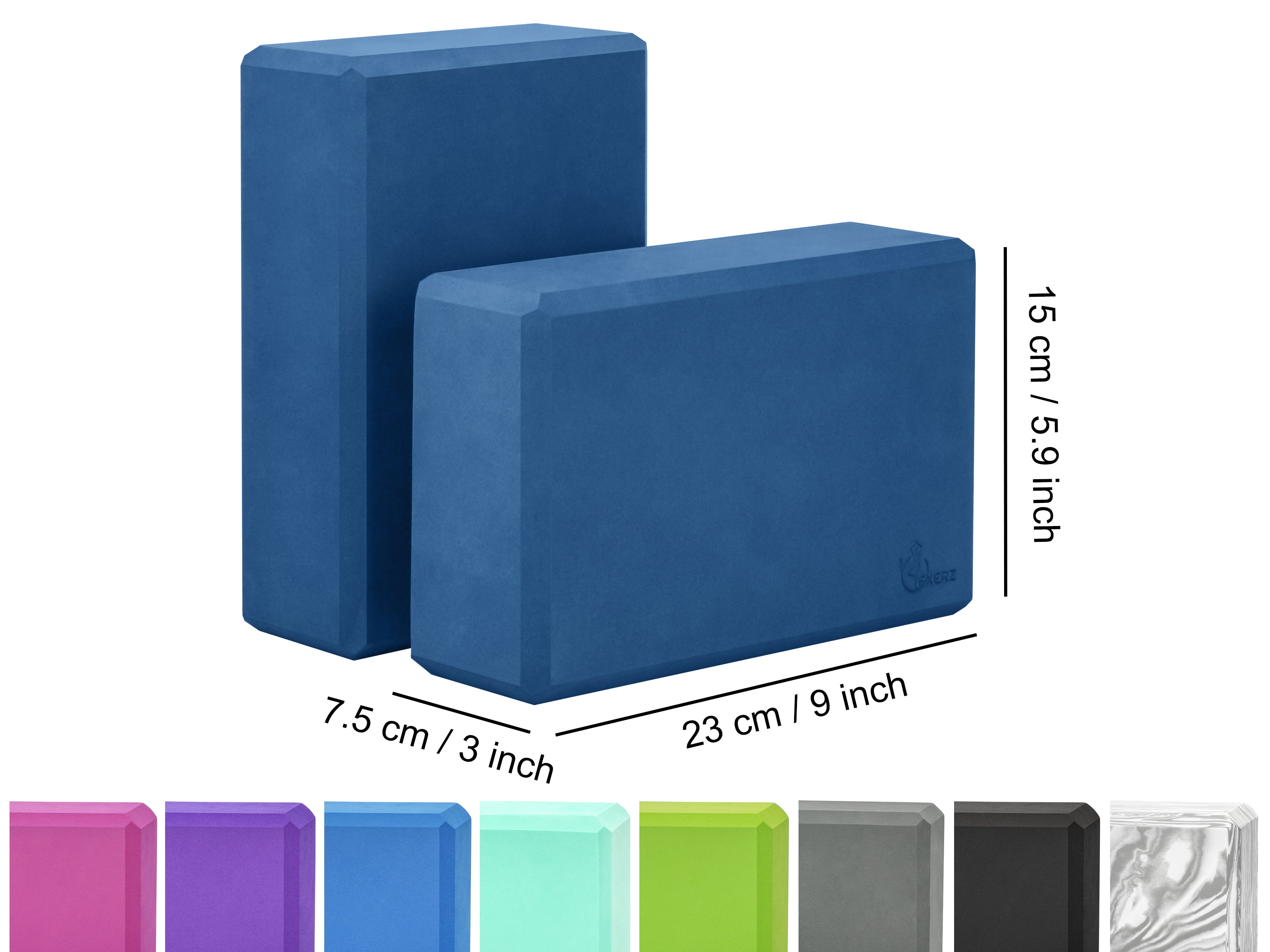 EXERZ Yoga Blocks – 2pcs, Anti-Slip, High Density, Travel-Friendly Pilates Bricks