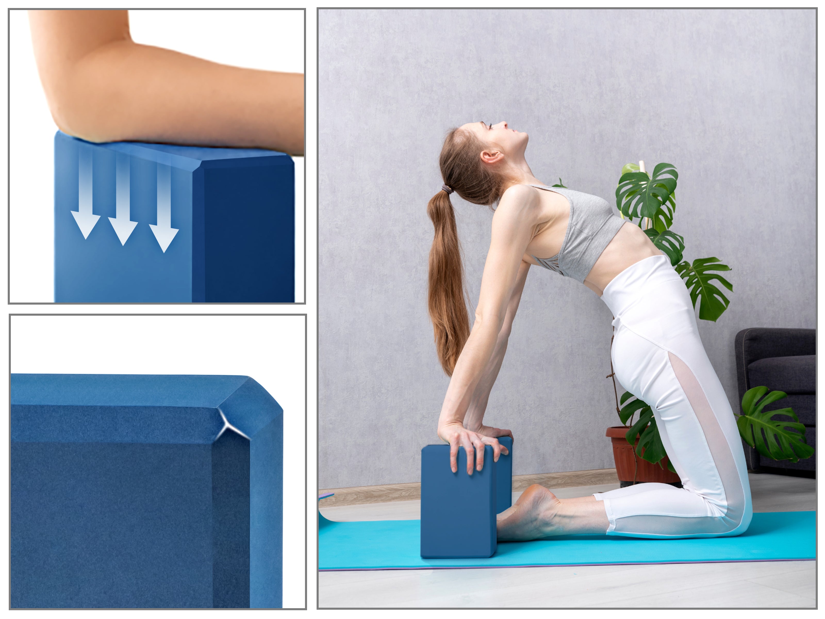 EXERZ Yoga Blocks – 2pcs, Anti-Slip, High Density, Travel-Friendly Pilates Bricks