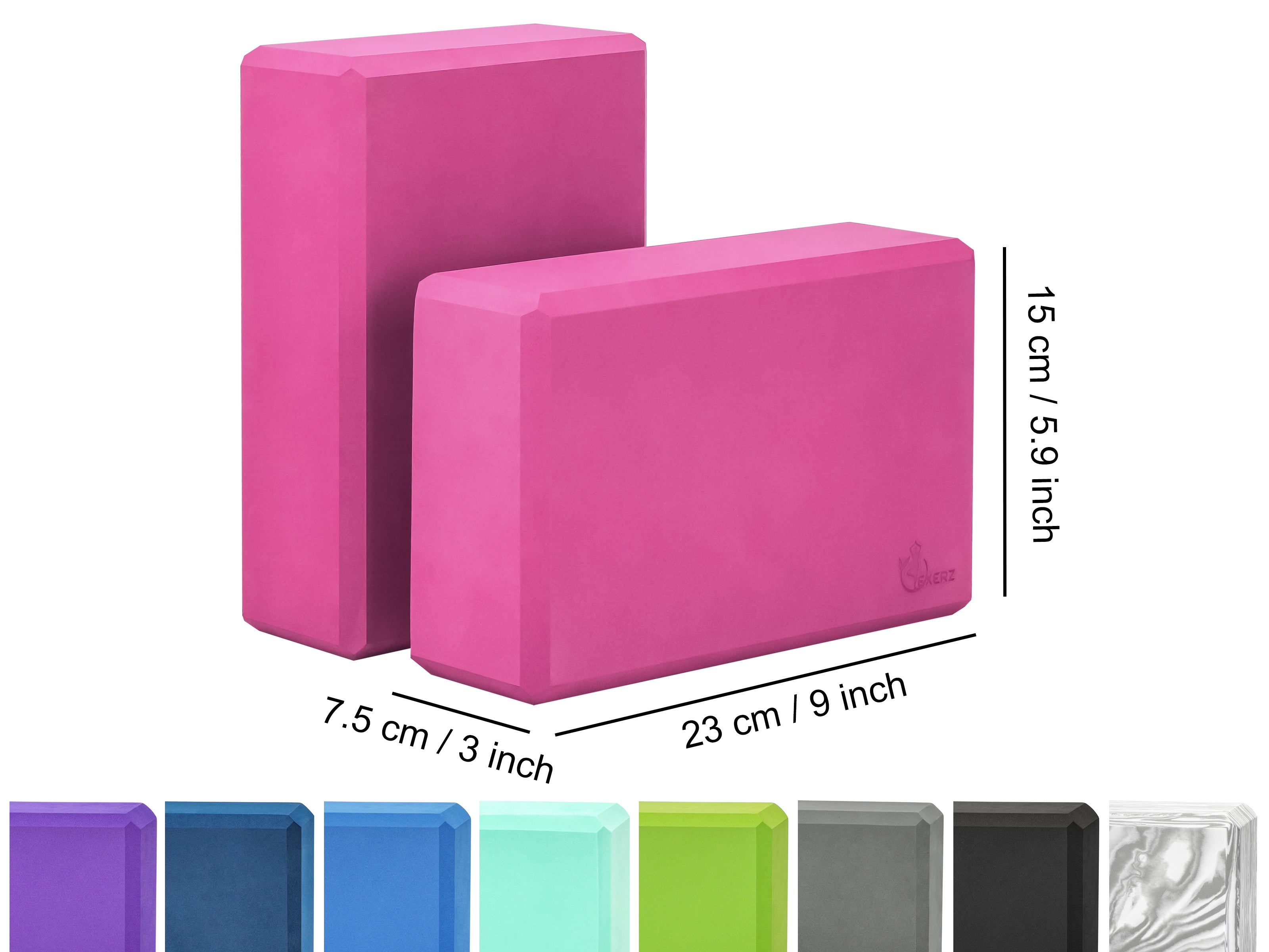 EXERZ Yoga Blocks – 2pcs, Anti-Slip, High Density, Travel-Friendly Pilates Bricks