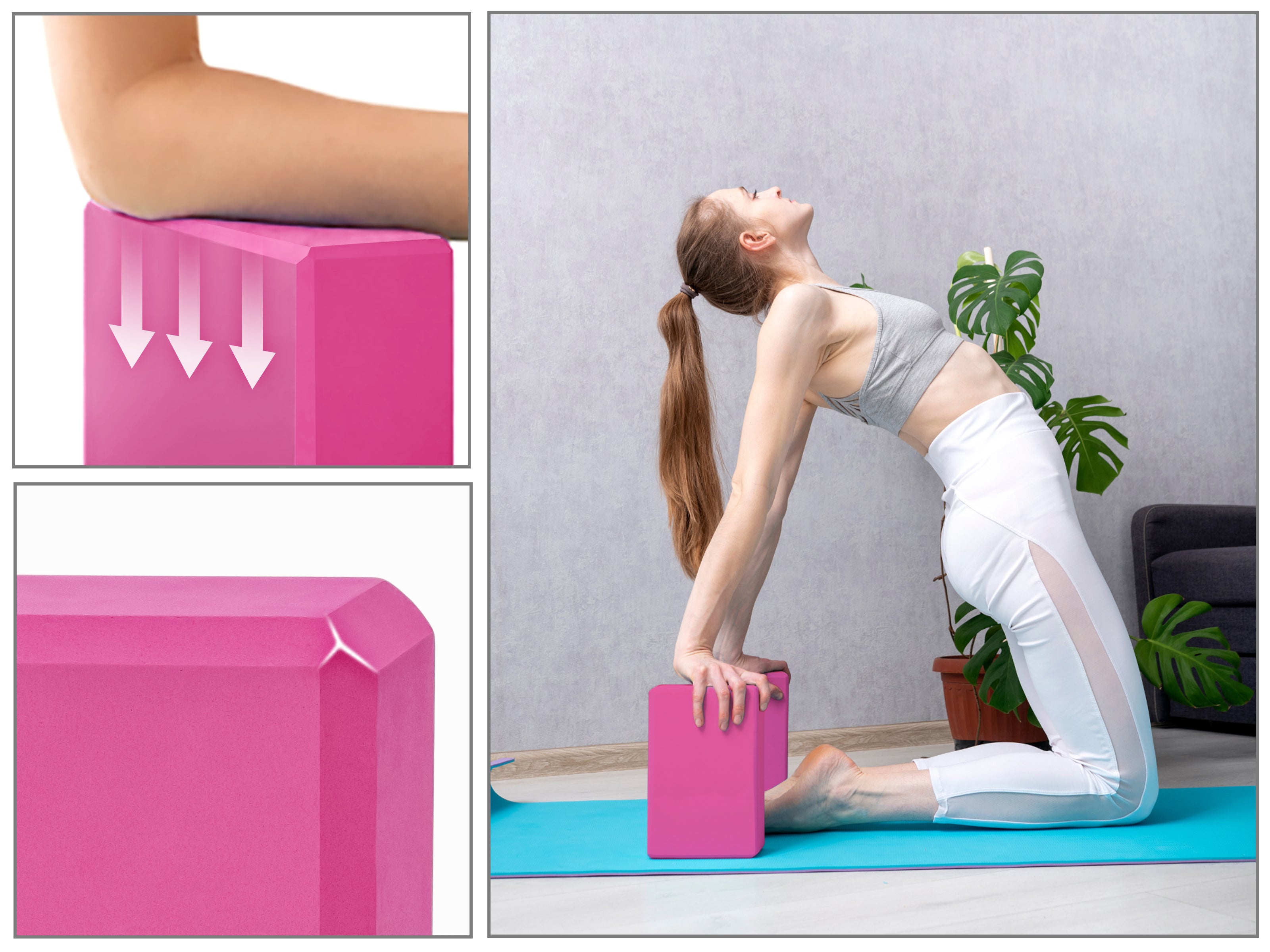 EXERZ Yoga Blocks – 2pcs, Anti-Slip, High Density, Travel-Friendly Pilates Bricks