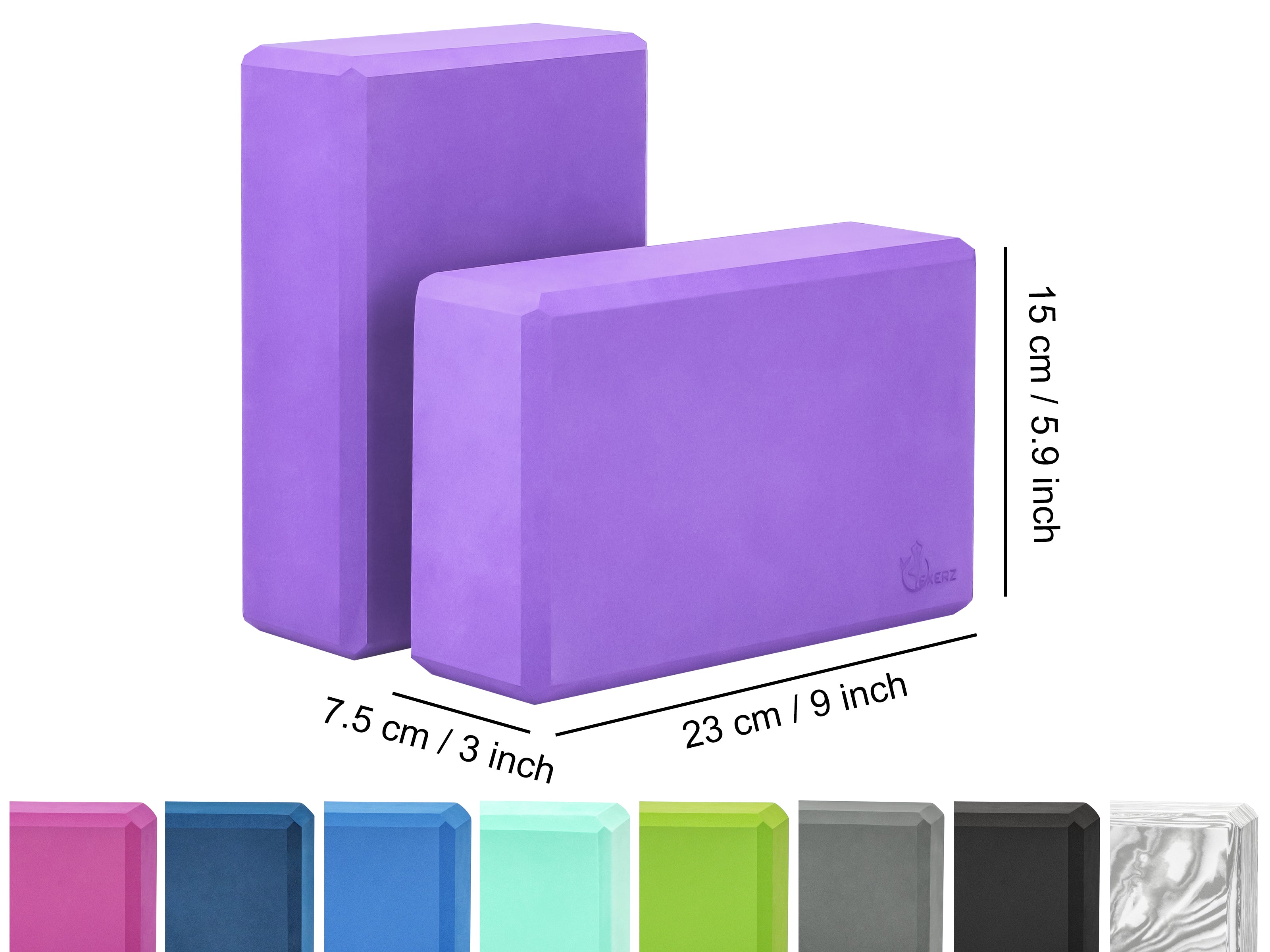 EXERZ Yoga Blocks – 2pcs, Anti-Slip, High Density, Travel-Friendly Pilates Bricks