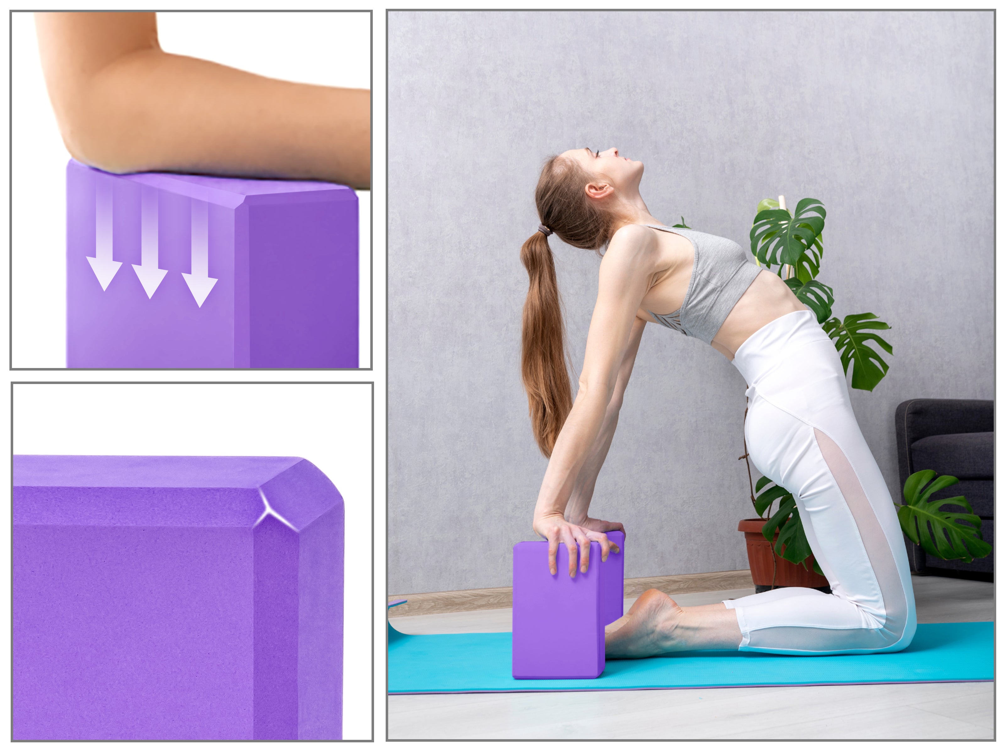 EXERZ Yoga Blocks – 2pcs, Anti-Slip, High Density, Travel-Friendly Pilates Bricks