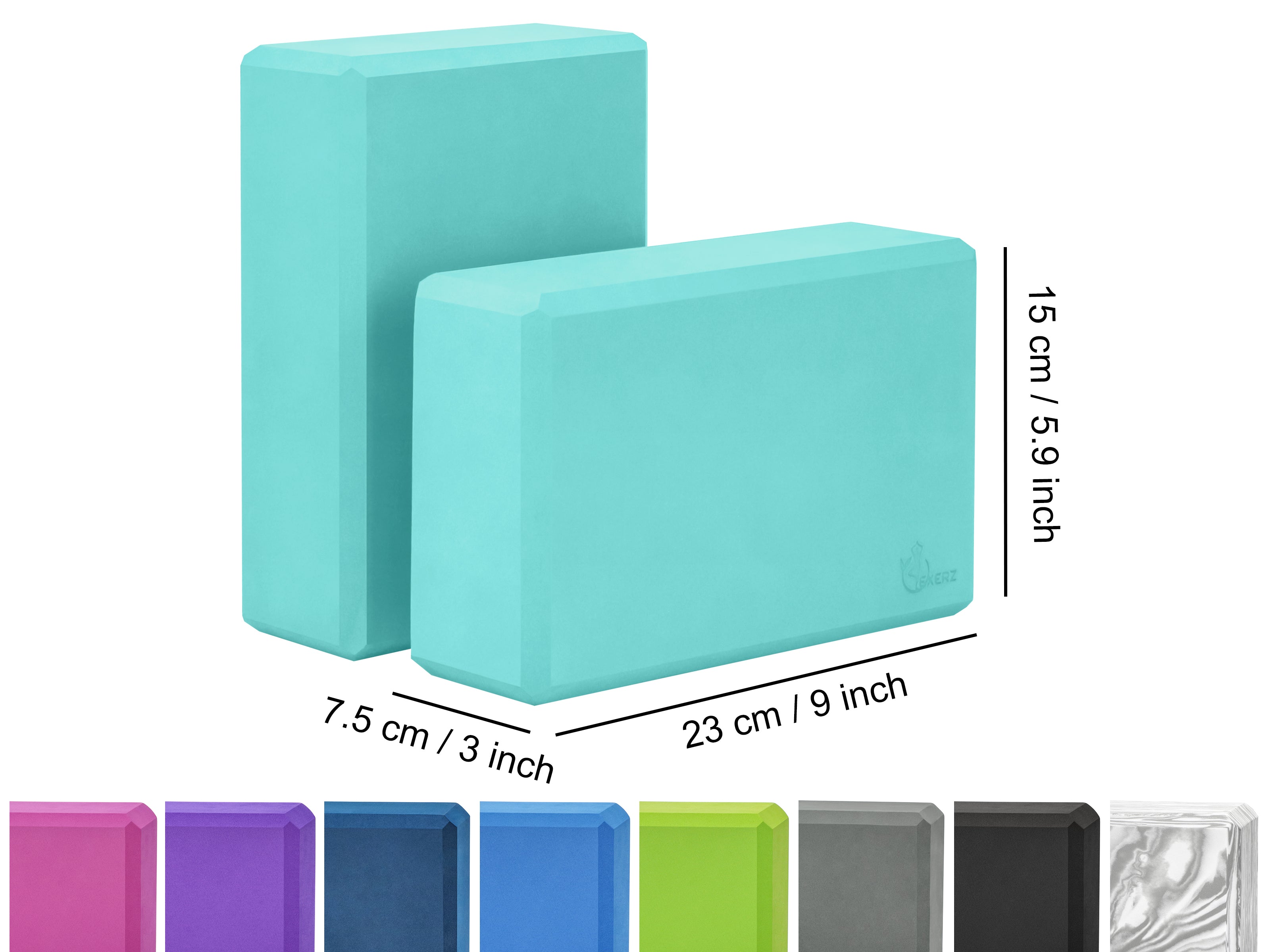 EXERZ Yoga Blocks – 2pcs, Anti-Slip, High Density, Travel-Friendly Pilates Bricks