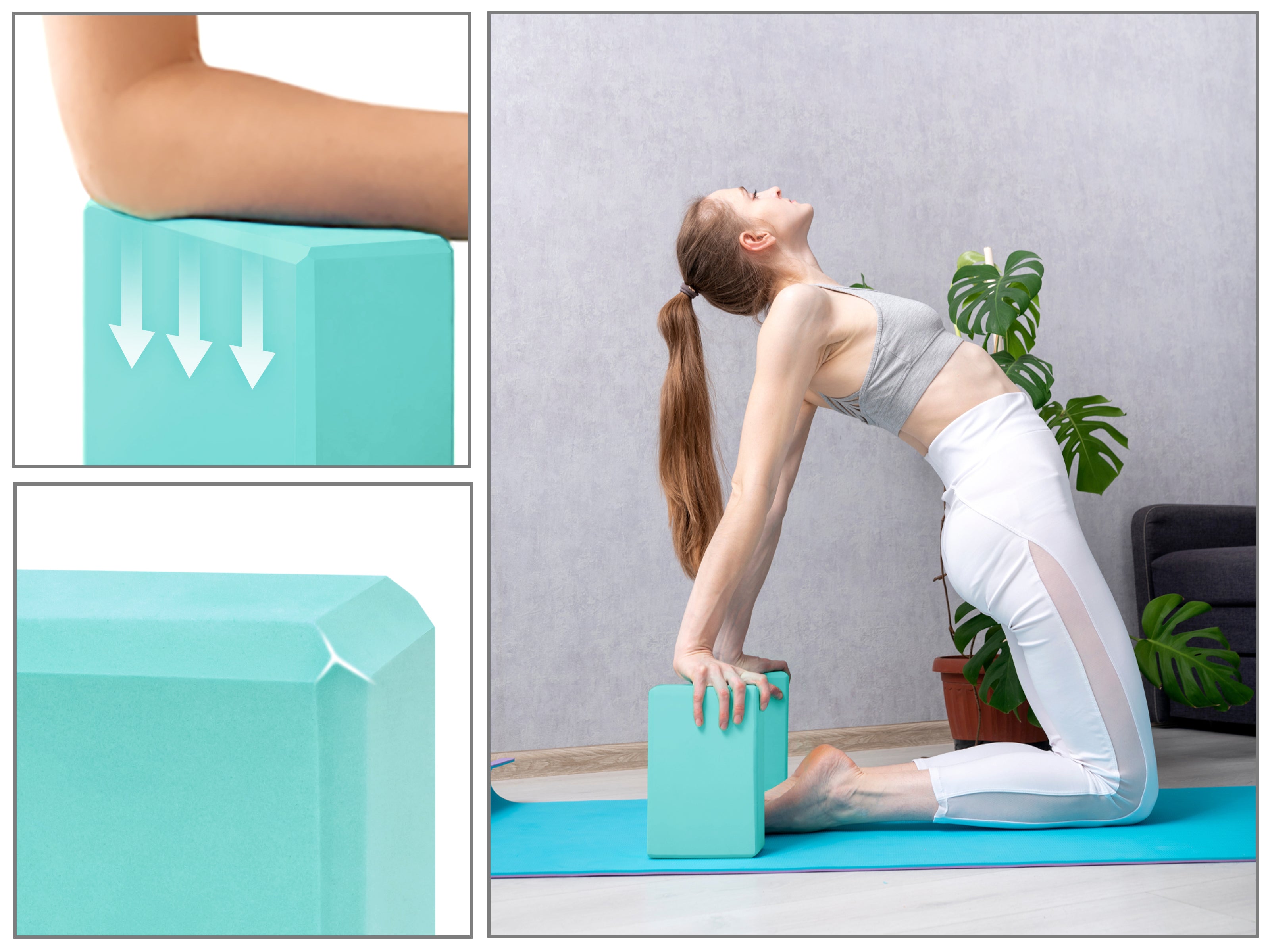 EXERZ Yoga Blocks – 2pcs, Anti-Slip, High Density, Travel-Friendly Pilates Bricks