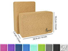 EXERZ Cork Yoga Blocks – 2pcs, Firm, High Density, Anti-Slip, Travel-Friendly