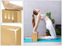 EXERZ Cork Yoga Blocks – 2pcs, Firm, High Density, Anti-Slip, Travel-Friendly