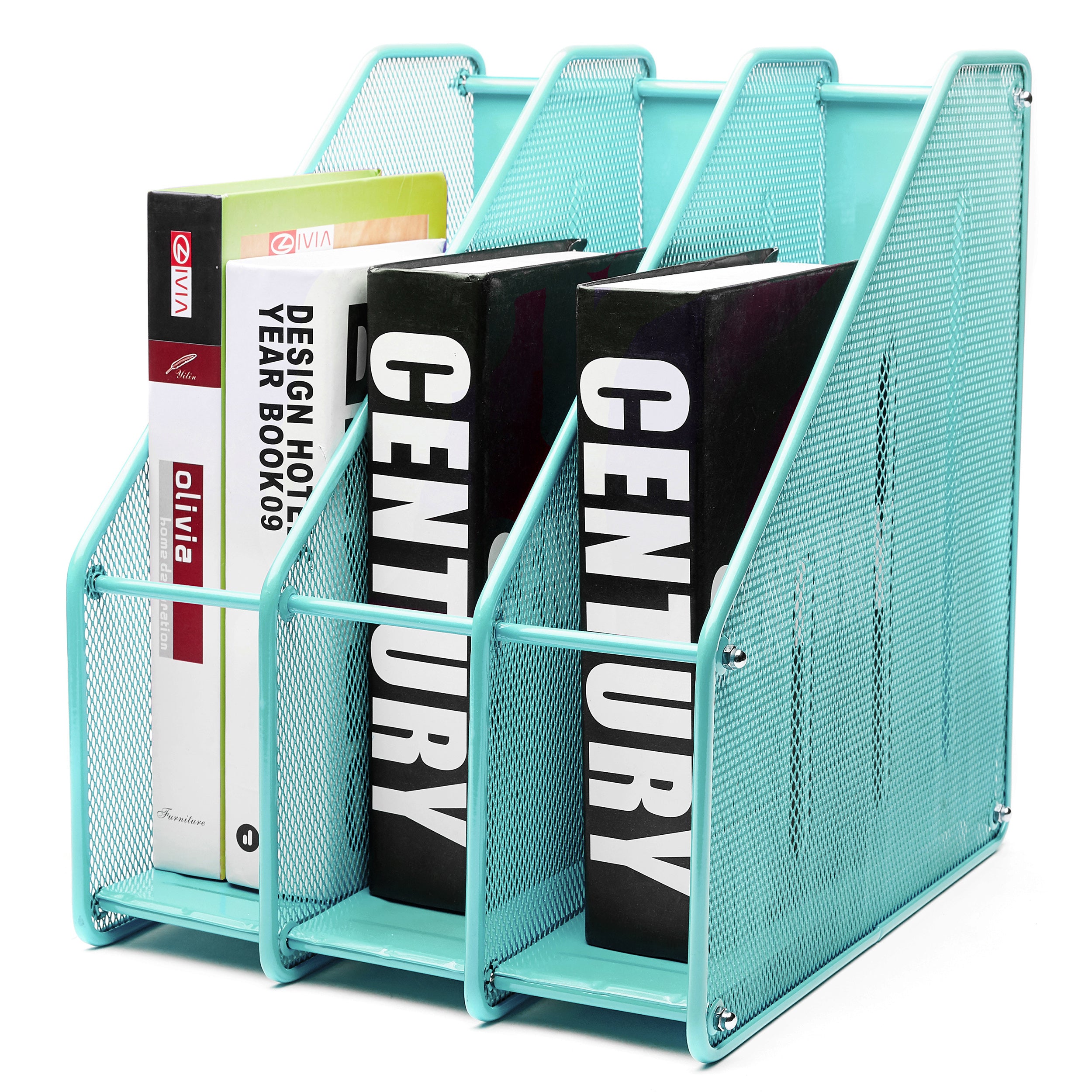 Exerz Magazine Holder Triple Rack, Mesh Metal - 3 Compartments Vertical