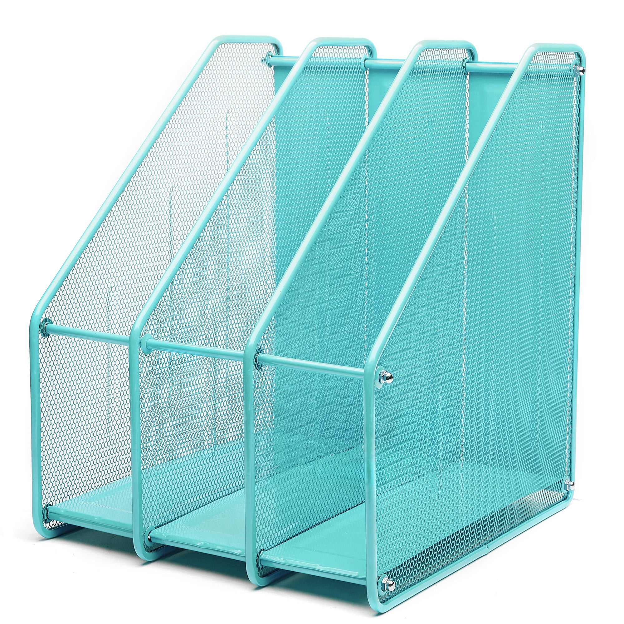 Exerz Magazine Holder Triple Rack, Mesh Metal - 3 Compartments Vertical