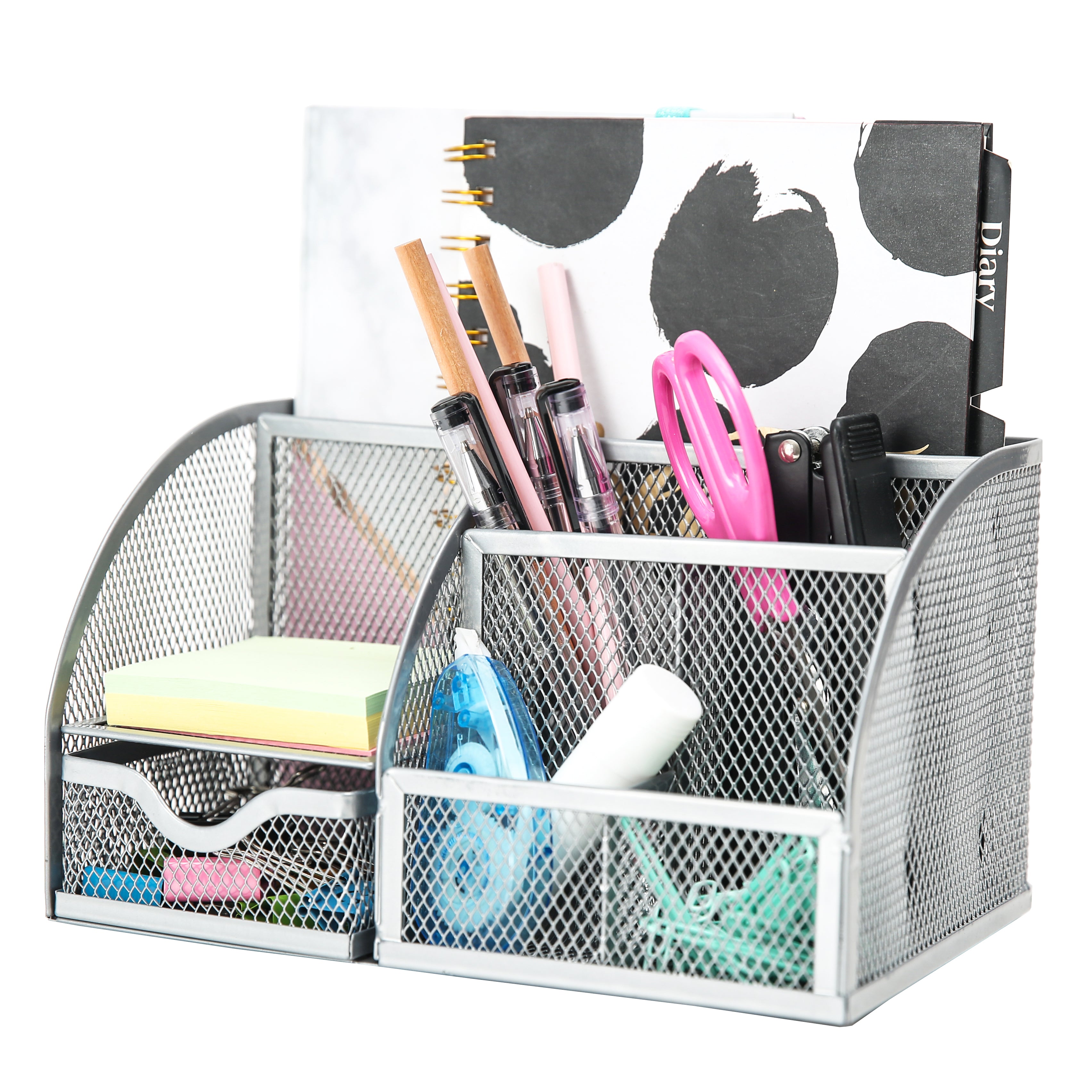 EXERZ Mesh Desk Organiser – 7 Compartments, Multifunctional Pencil Holder