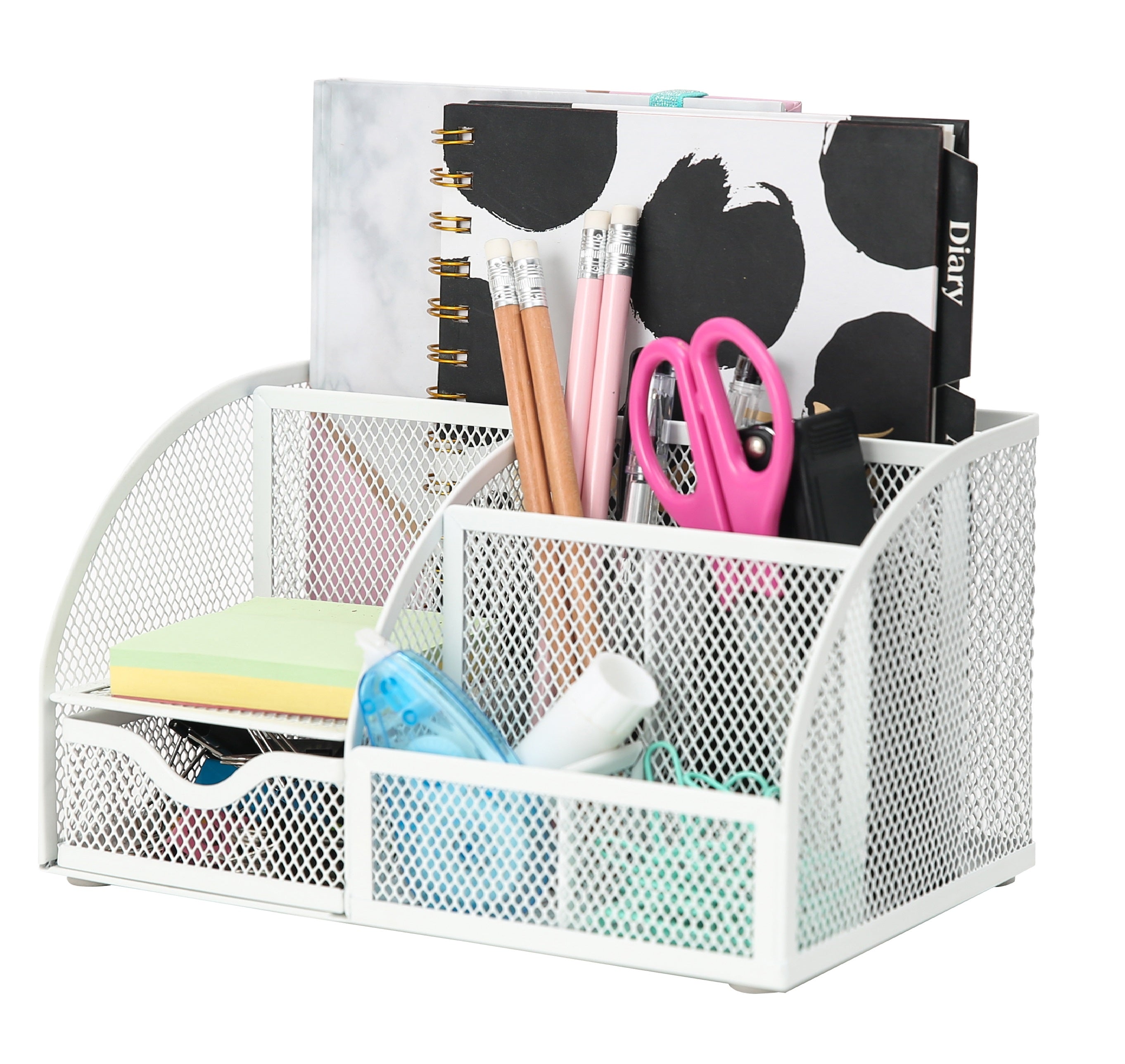 EXERZ Mesh Desk Organiser – 7 Compartments, Multifunctional Pencil Holder