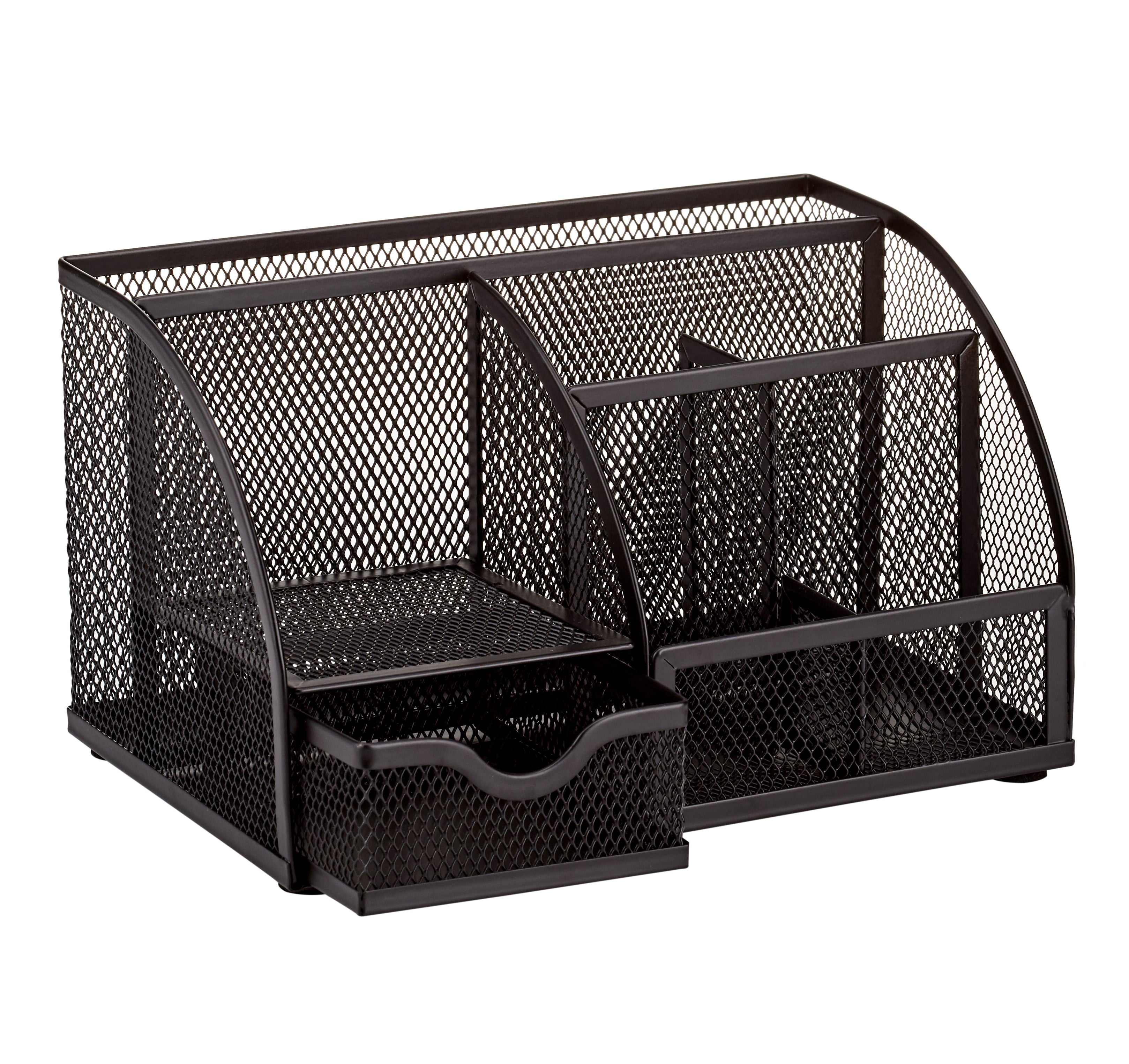 EXERZ Mesh Desk Organiser – 7 Compartments, Multifunctional Pencil Holder