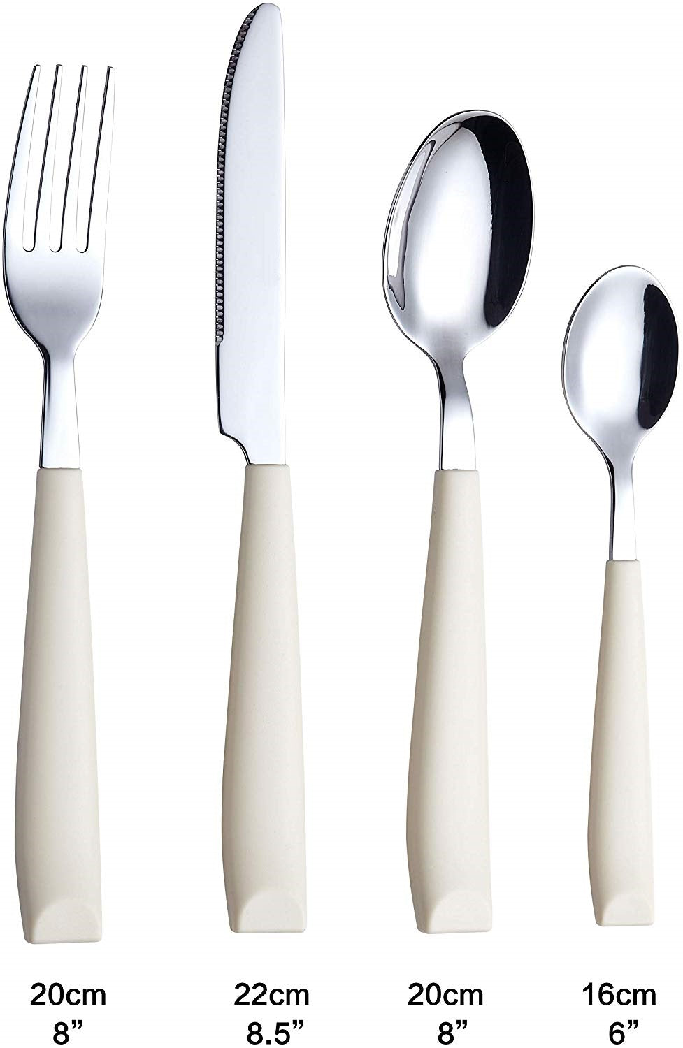 EXZACT Cutlery Set 16PCS - Stainless Steel with Plastic Wide Handles