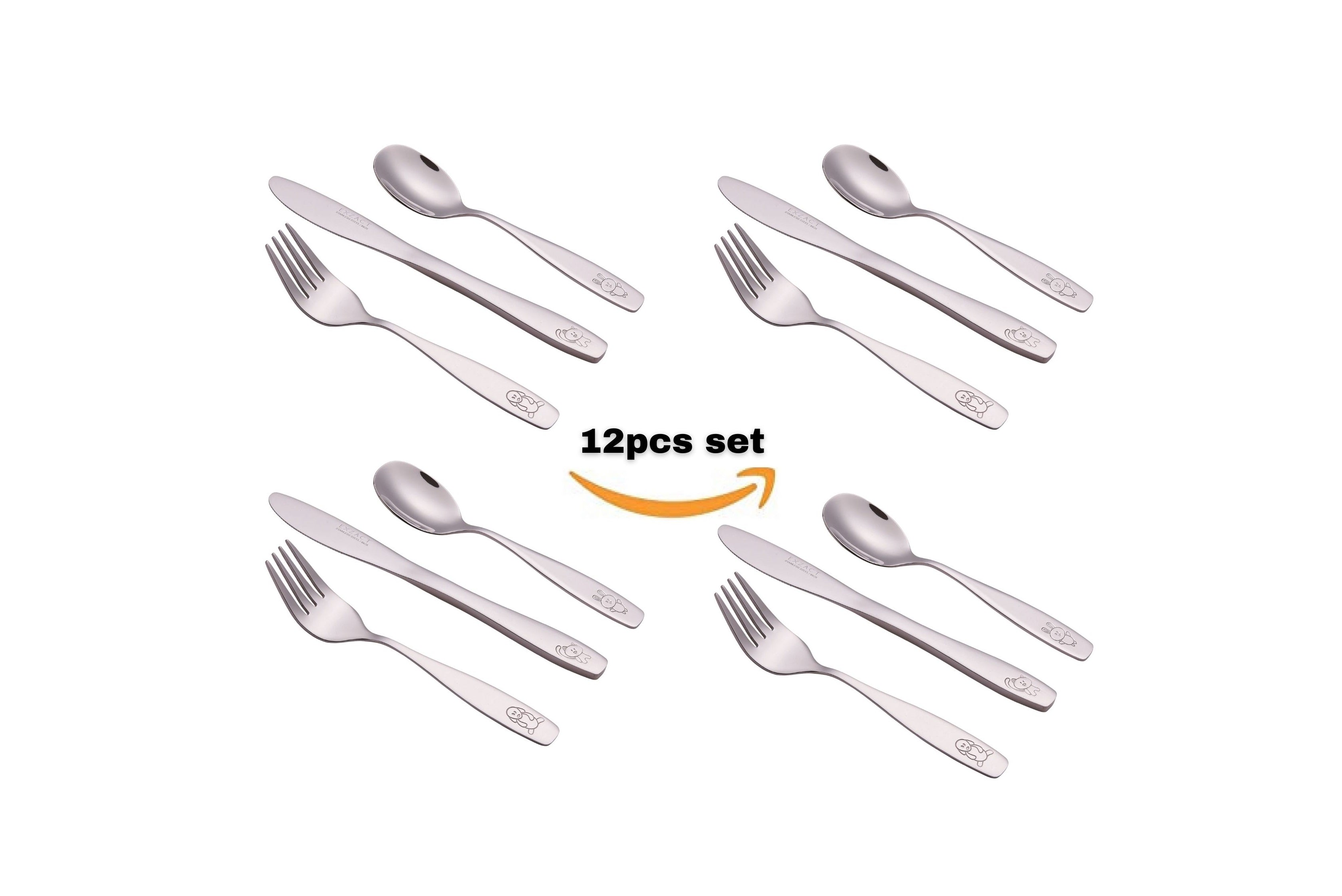 Exzact Children's Cutlery 12pcs Set Stainless Steel/Kids Cutlery