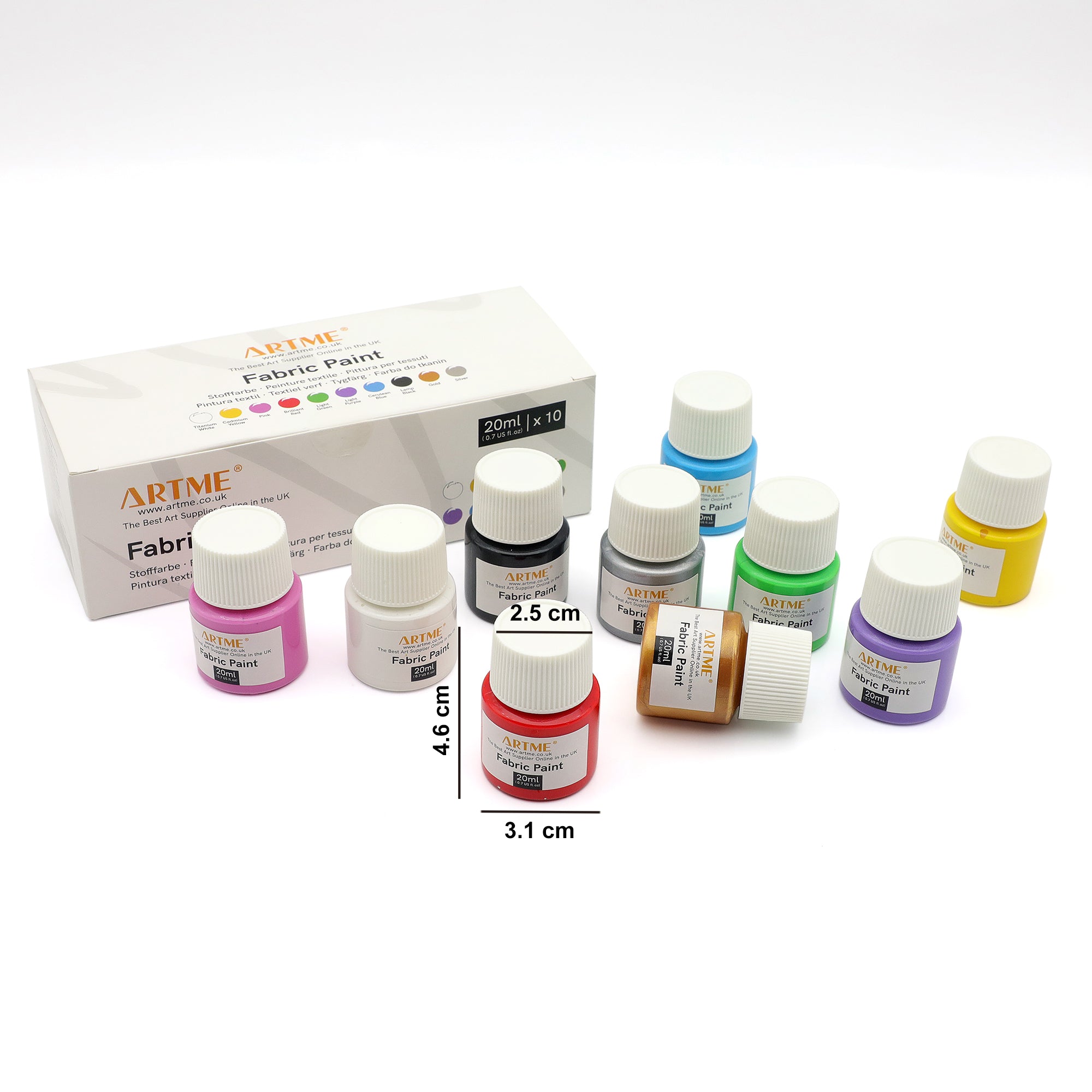 Artme Fabric Paint Set 10 Colours 20ml x10 - Wash-Safe