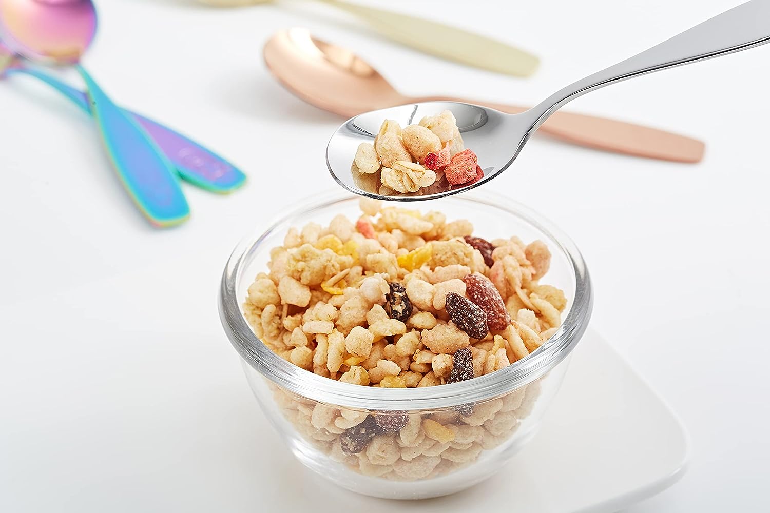 Exzact Children's Cutlery Stainless Steel 6pcs Set - Engraved Dog Cat Bunny Design