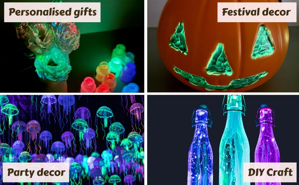 Artme Glow in the Dark Acrylic Paint Set – 10 Neon Colours x 20ml Tubes