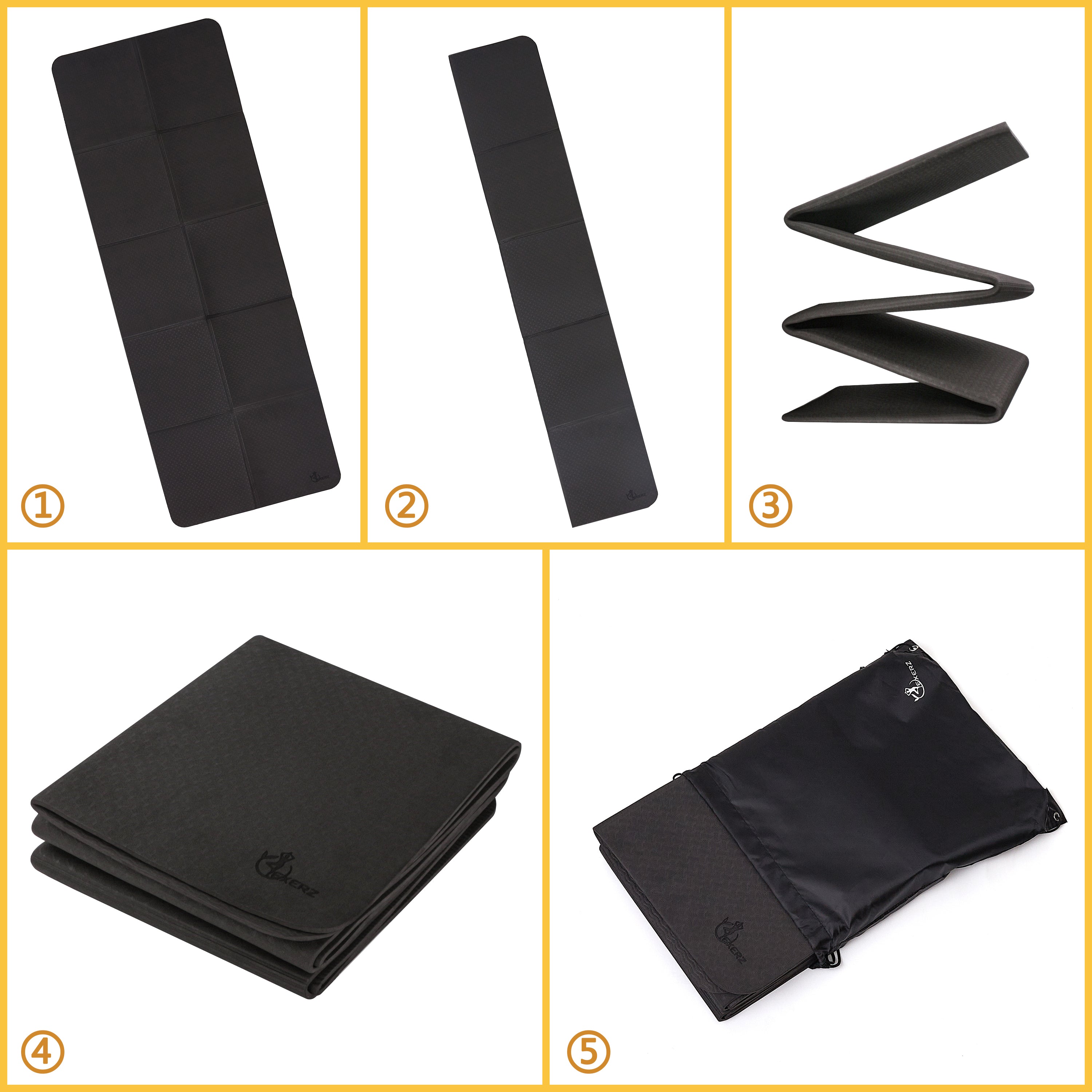 EXERZ Foldable Yoga Mat – Portable, Anti-Slip, Travel & Home Workout