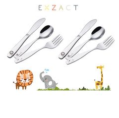 Exzact Children's Cutlery 6pcs Stainless Steel - Safari -Giraffe Elephant Lion