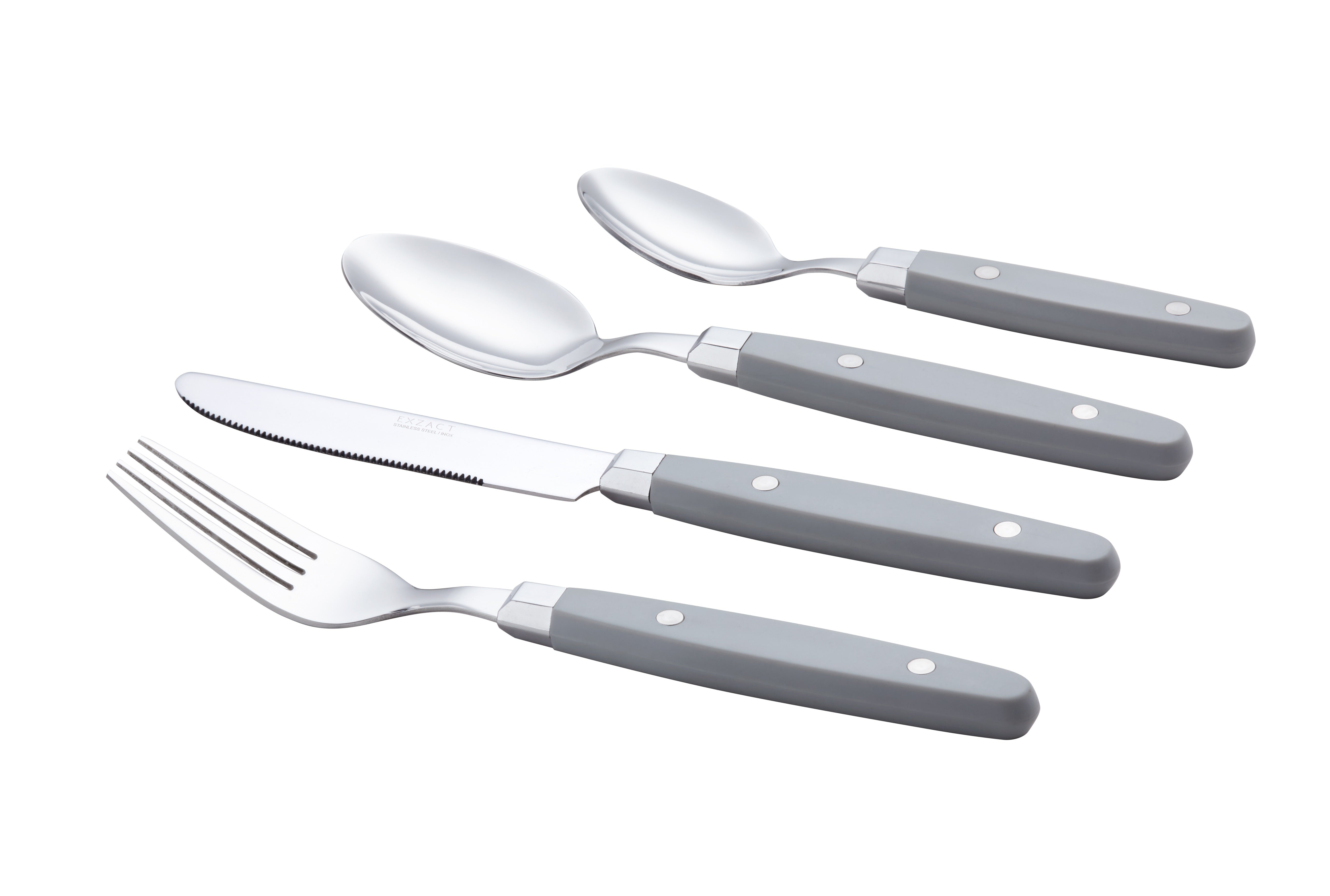 EXZACT Cutlery Set 24pcs Stainless Steel - with Rivet Craft Handles/Retro Style Flatware