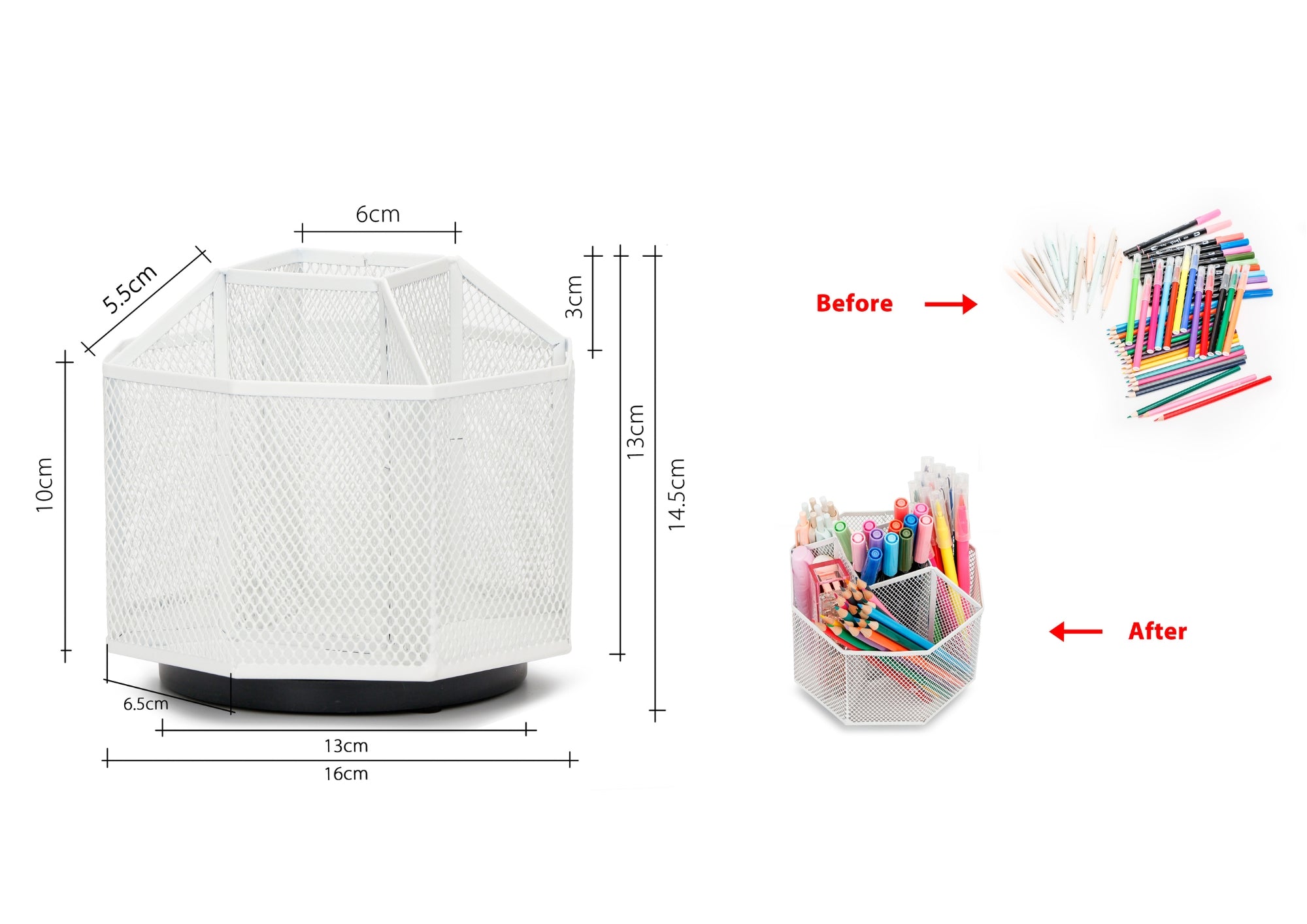 EXERZ Desk Organiser/Pencil Holder/Multifunctional 360 Rotating