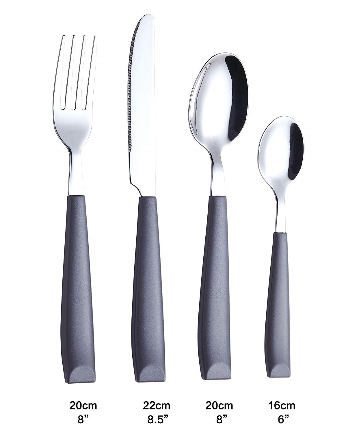 EXZACT Cutlery Set 16PCS - Stainless Steel with Plastic Wide Handles