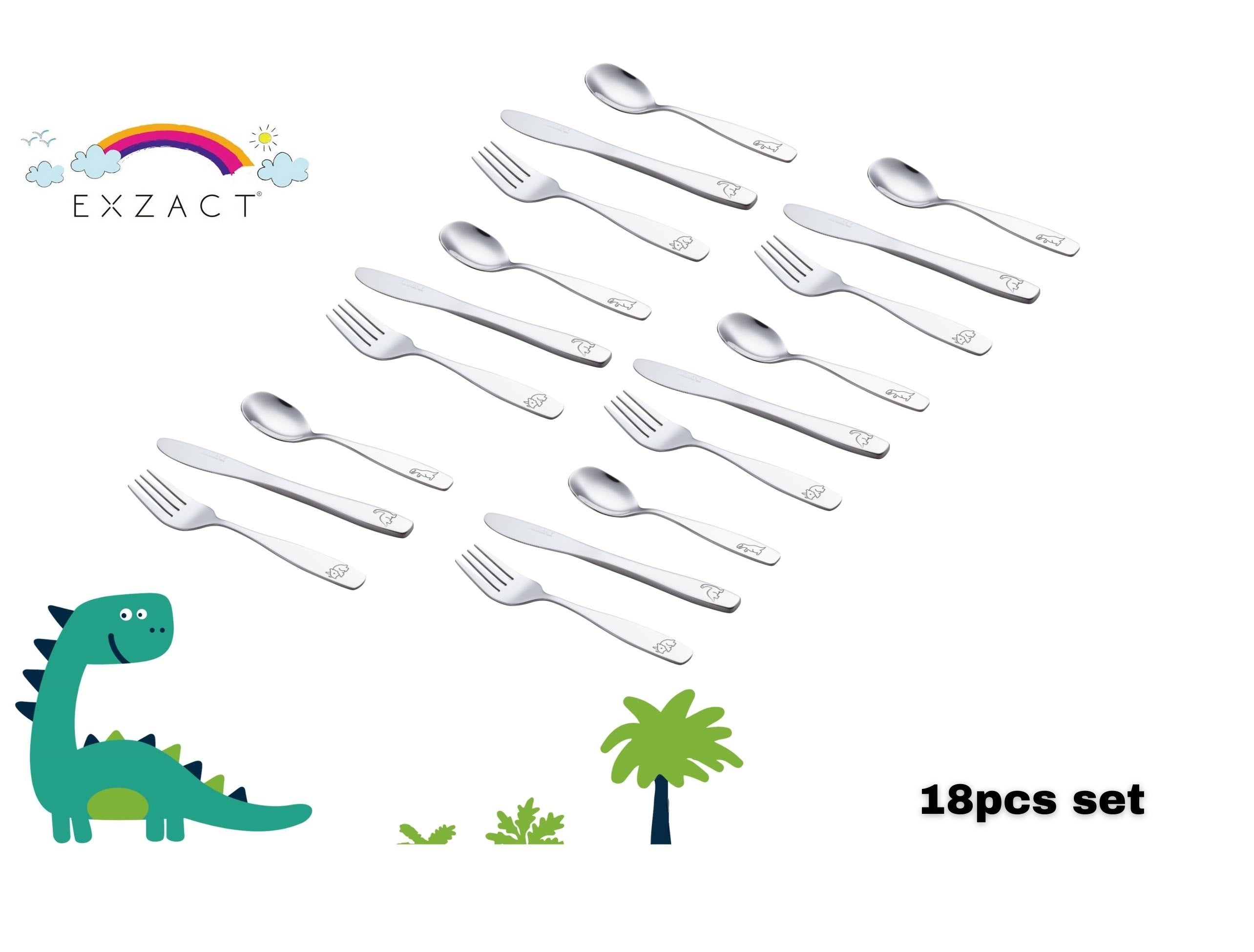 Exzact Childrens Cutlery Set 18pcs Stainless Steel -