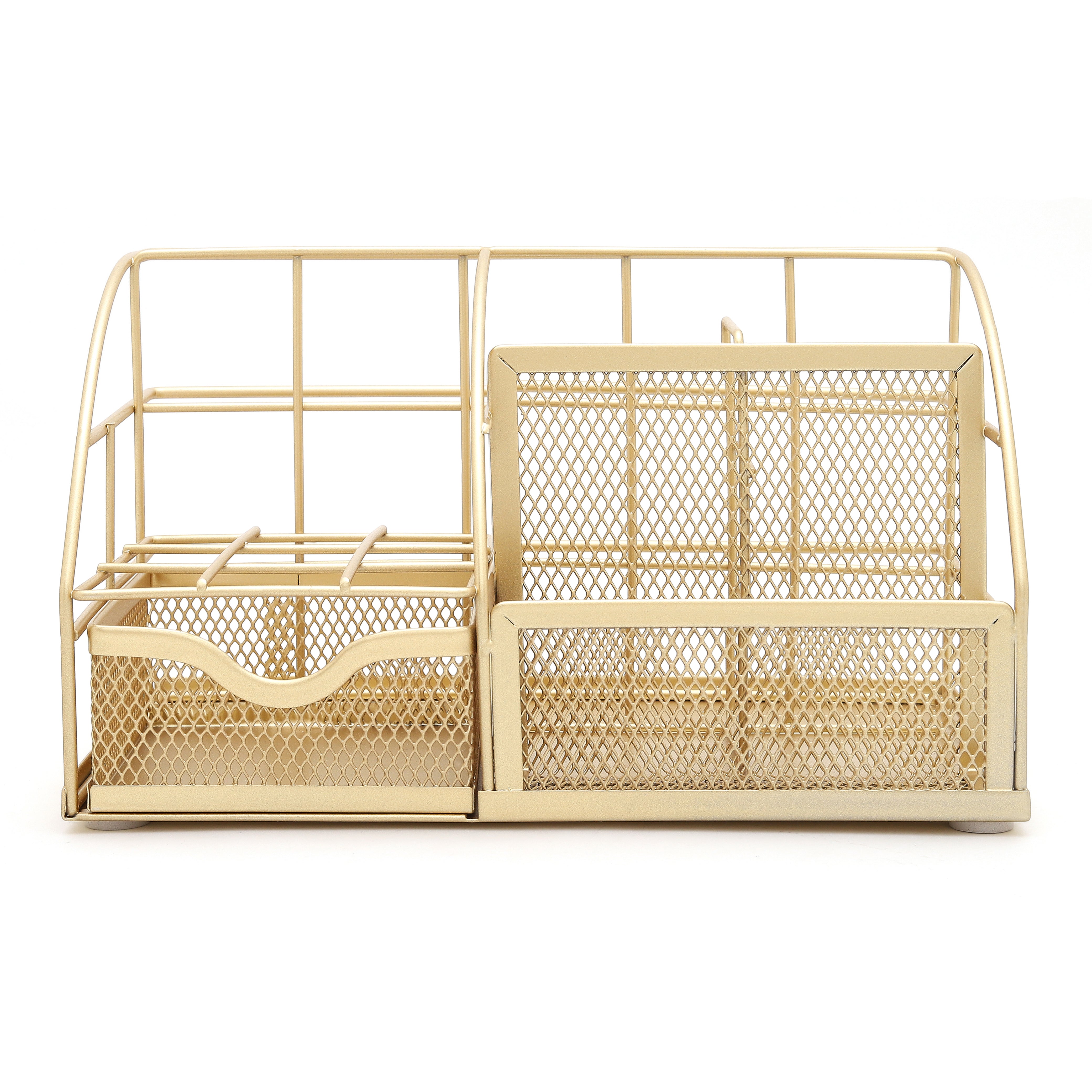 EXERZ Mesh Desk Organiser – 7 Compartments, Multifunctional Metallic Holder