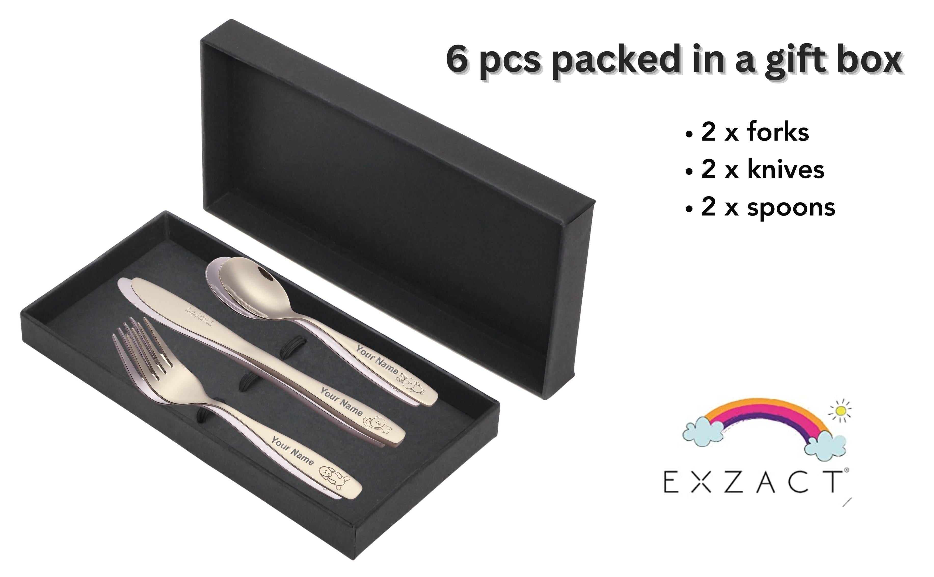 Exzact Personalised Children's Cutlery Kids Cutlery (Personalised Name)