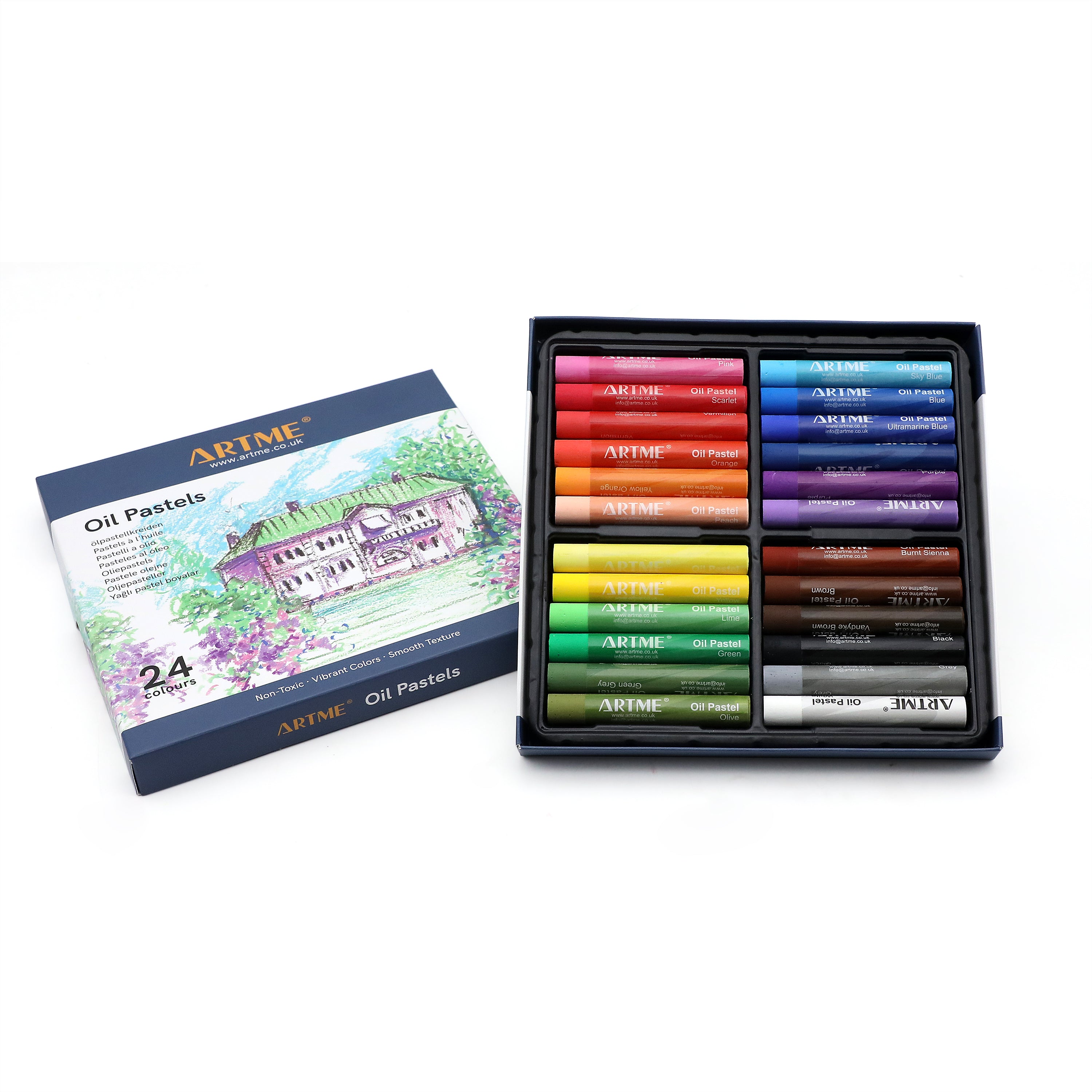 Artme Oil Pastel Paint Sticks 24 Assorted Vibrant Colours for Canvas & Paper