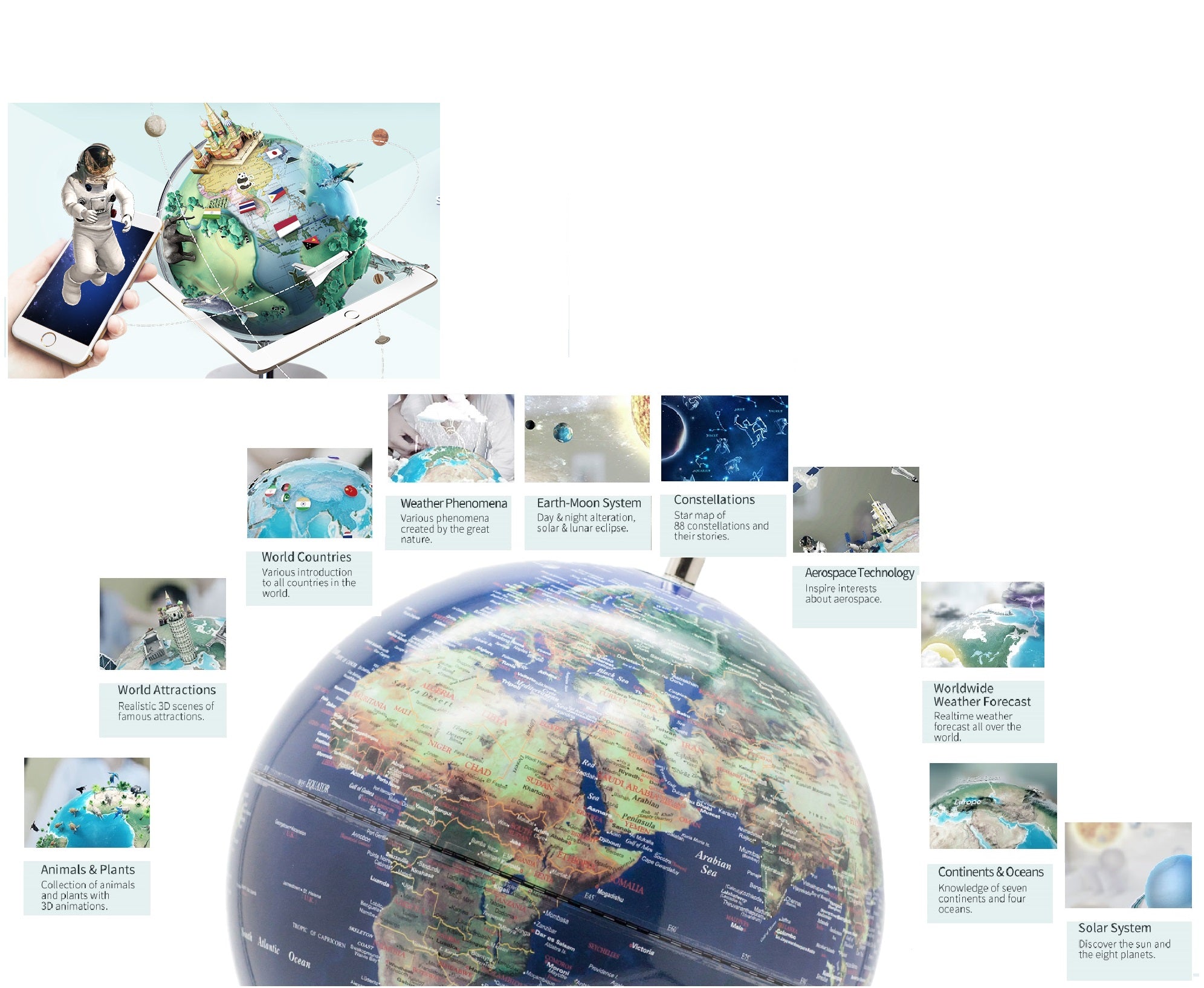 EXERZ 25cm World Globe - Perfect for Gifting