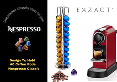 EXZACT Coffee Capsule Holder Compatible with Nespresso Classic(Silver Chrome)