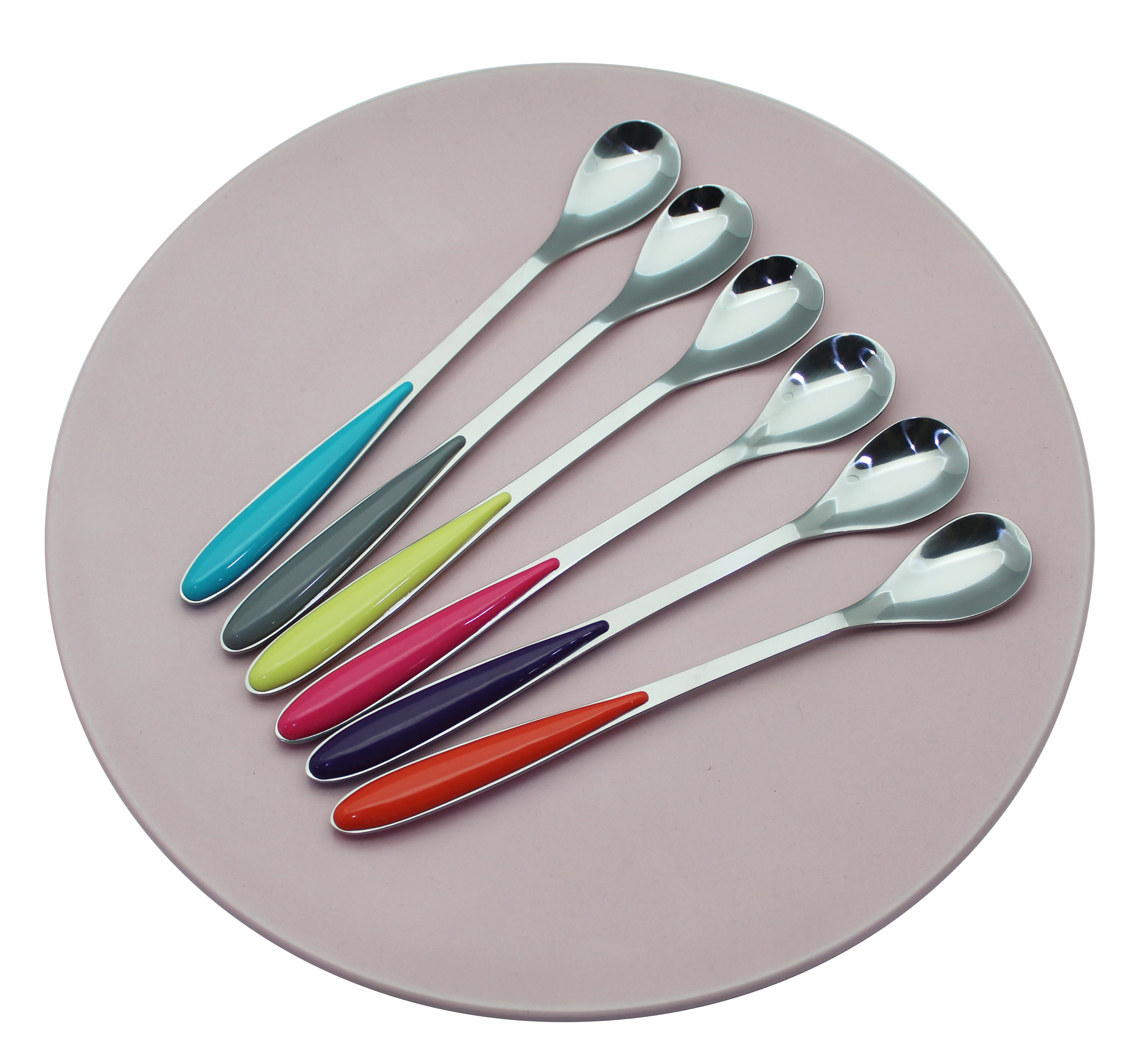 Exzact Ice-Cream Sundae Spoon 6pcs Stainless Steel Assorted Colours