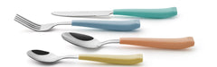 EXZACT Cutlery Set 24pcs Coloured - Stainless Steel with Vibrantly Coloured Plastic Wide Handles
