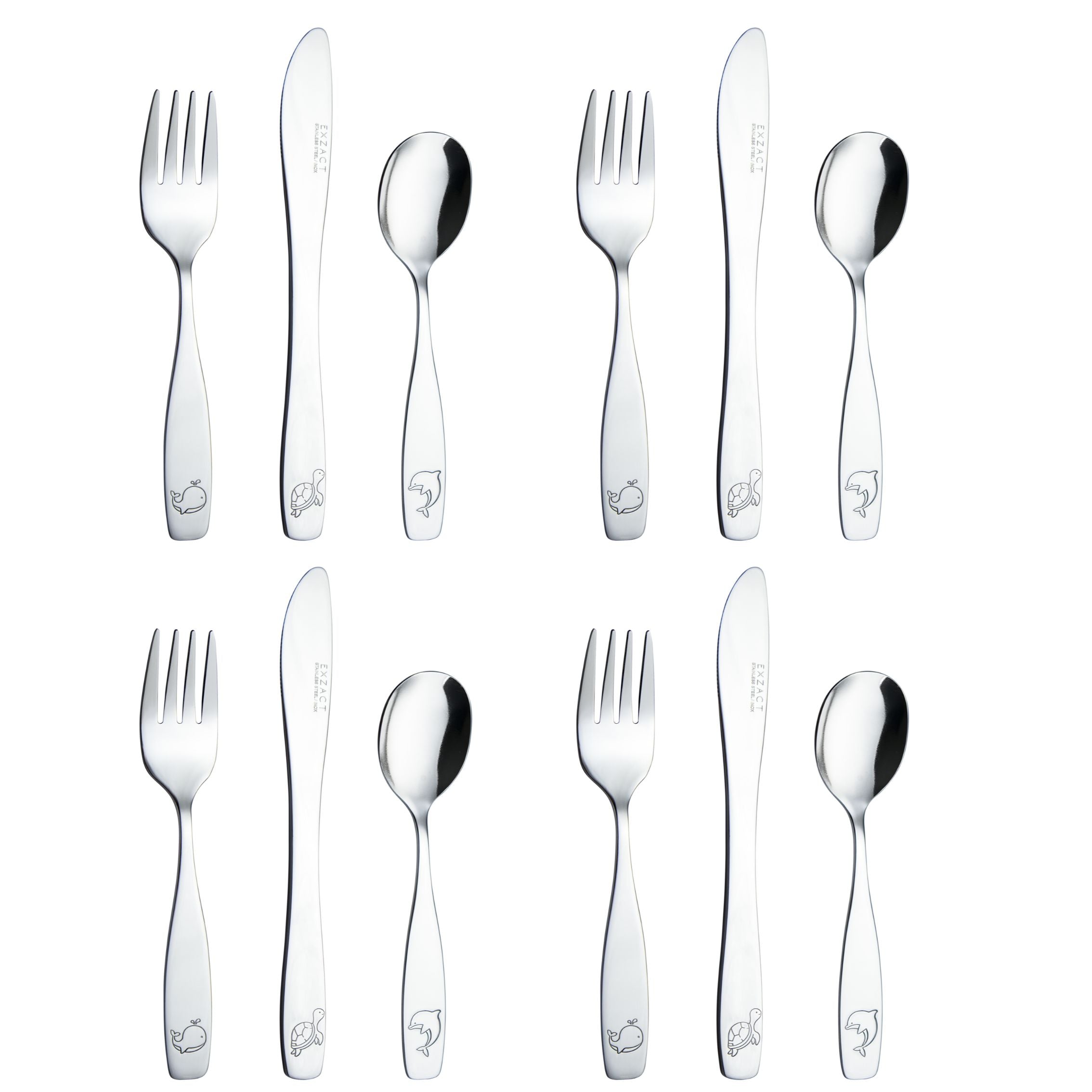 Exzact Children's Cutlery 12pcs Set Stainless Steel/Kids Cutlery